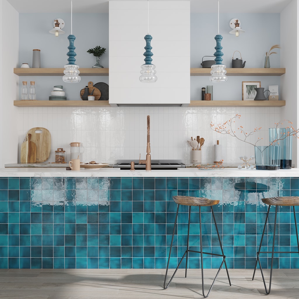 Emerald Glossy Ceramic Square Wall and Floor Tile 3.94 in.