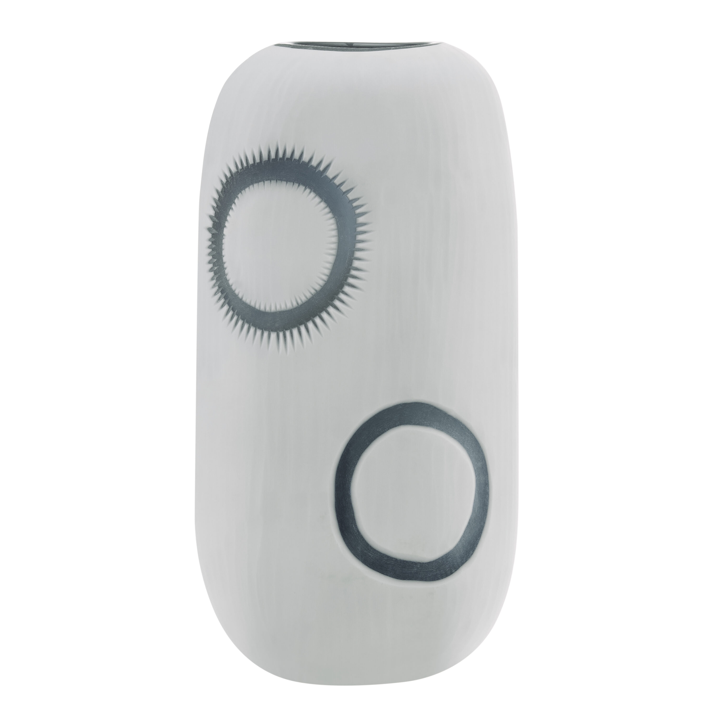 Danya B. 1-Pack White and Navy Glass Elara Cylindrical Large Vase