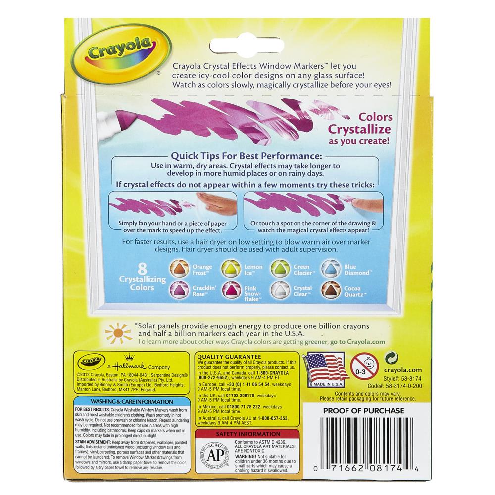 Washable Crystal Effects Window Markers, 8 Count - BIN588174