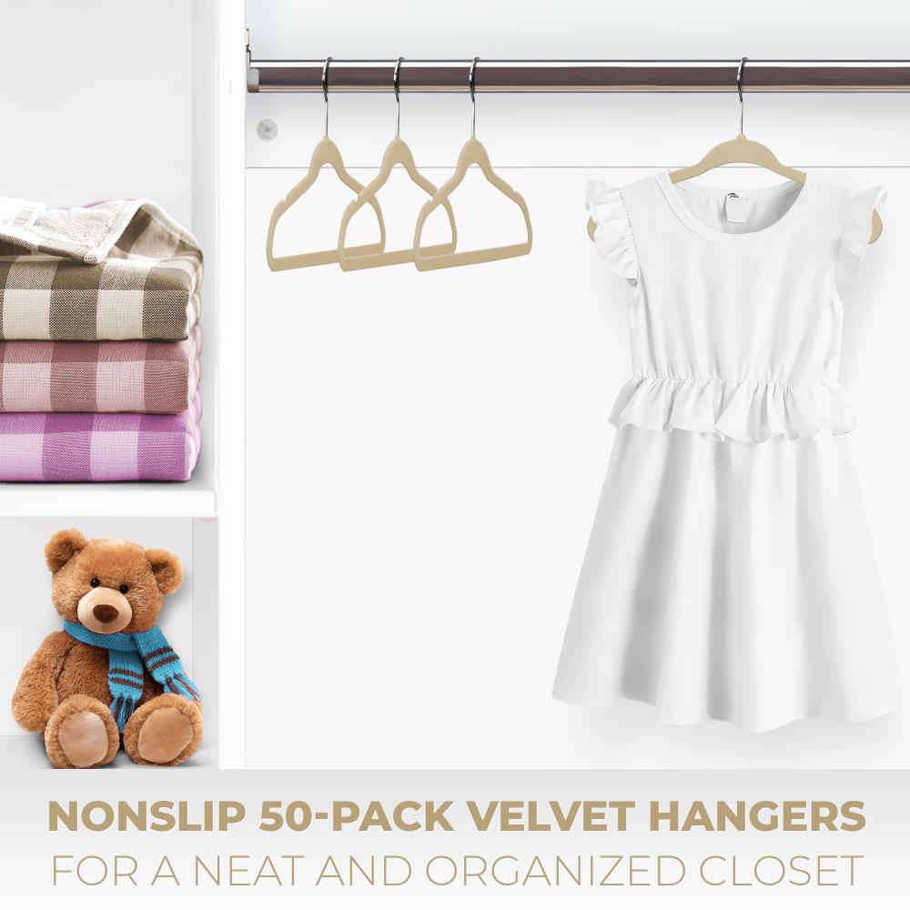 Kids Velvet Hangers Baby Toddler Children Clothes Solid Set Of 50 NonSlip  Gray