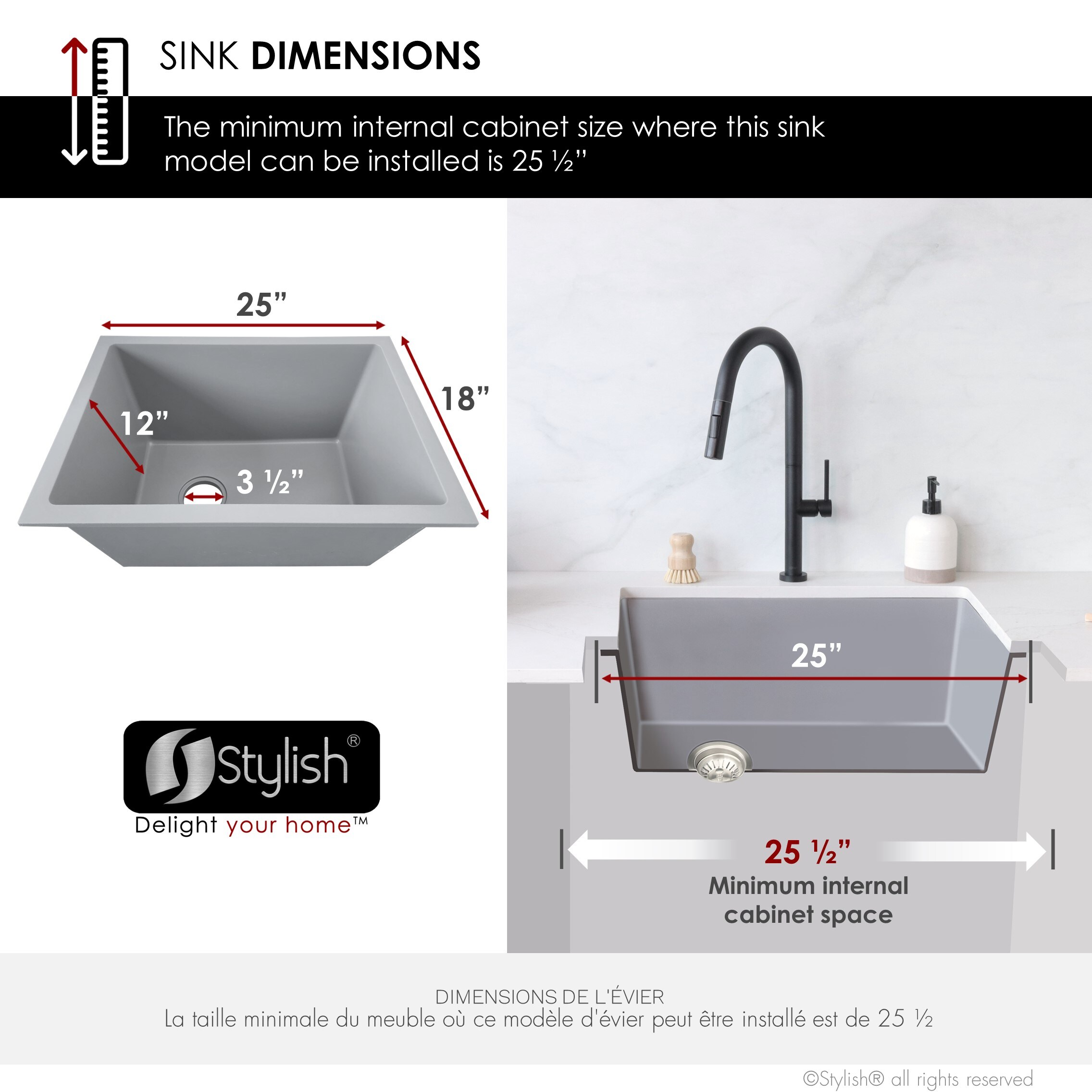 Stylish S-825L Kitchen-Sinks - View #7