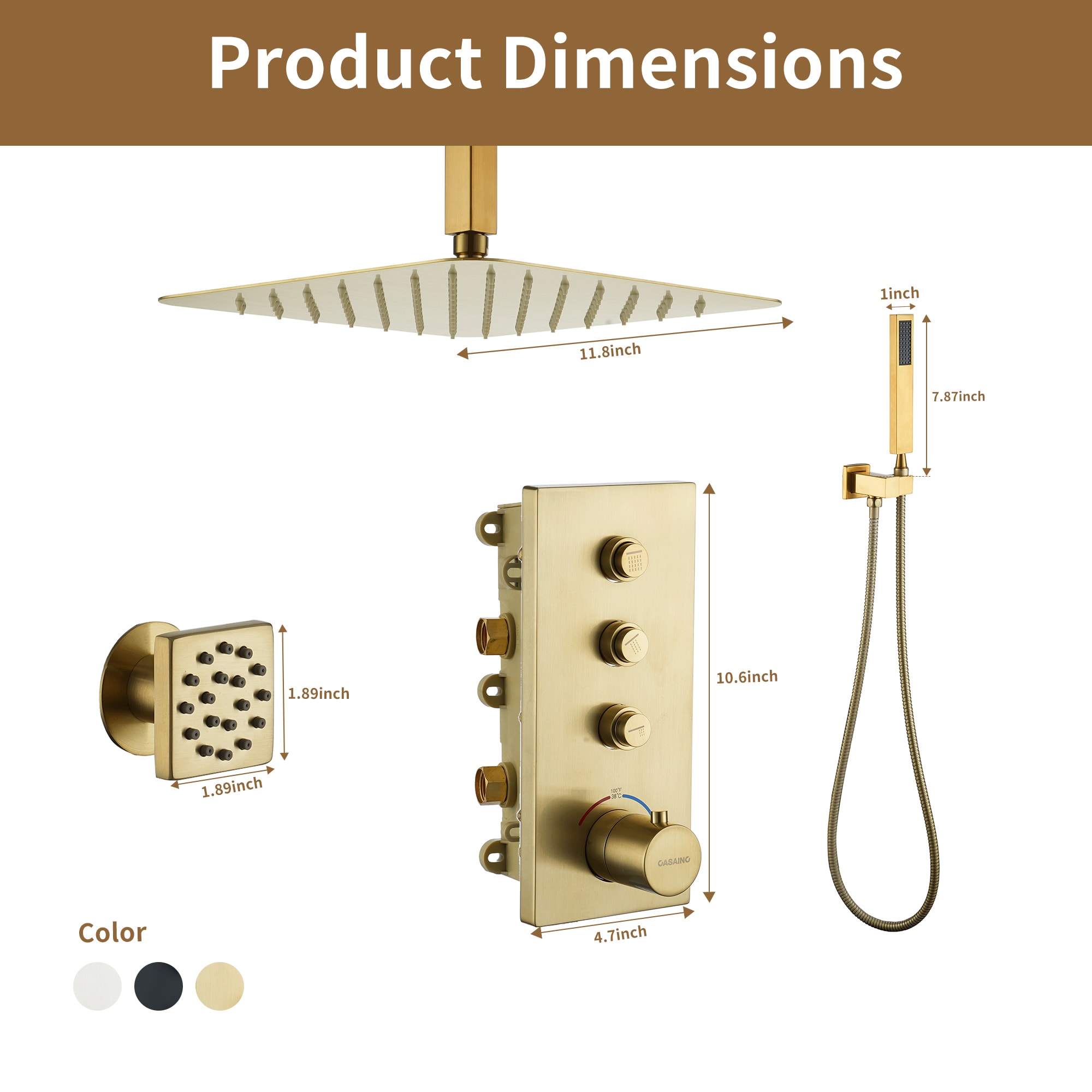 WELLFOR NP93108BG Showerhead-Bar-Panels - View #4