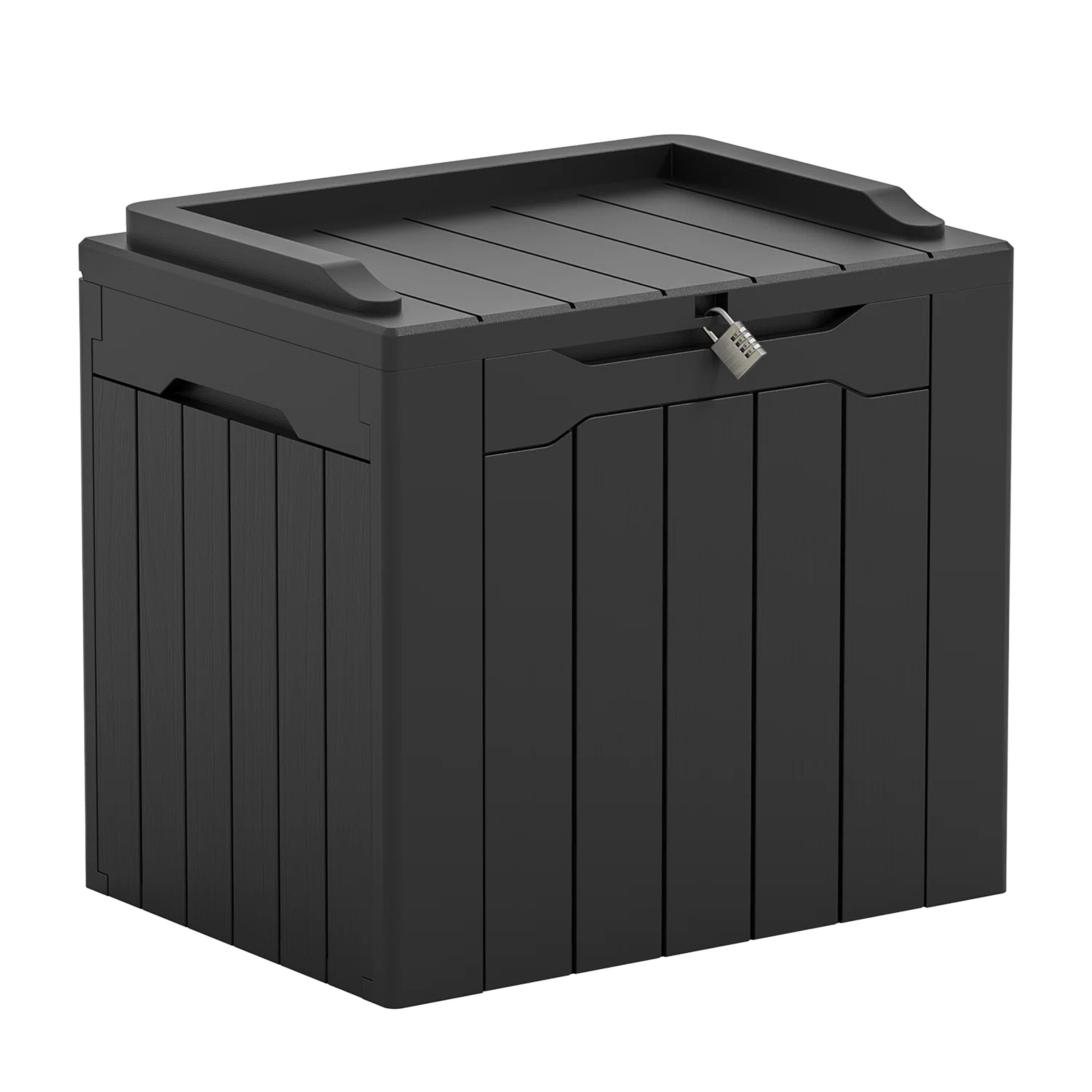 Vineego Deck Box 22.04-in L x 16.34-in 32-Gallons Black Plastic Deck Box | LS-PSB22-0063-0