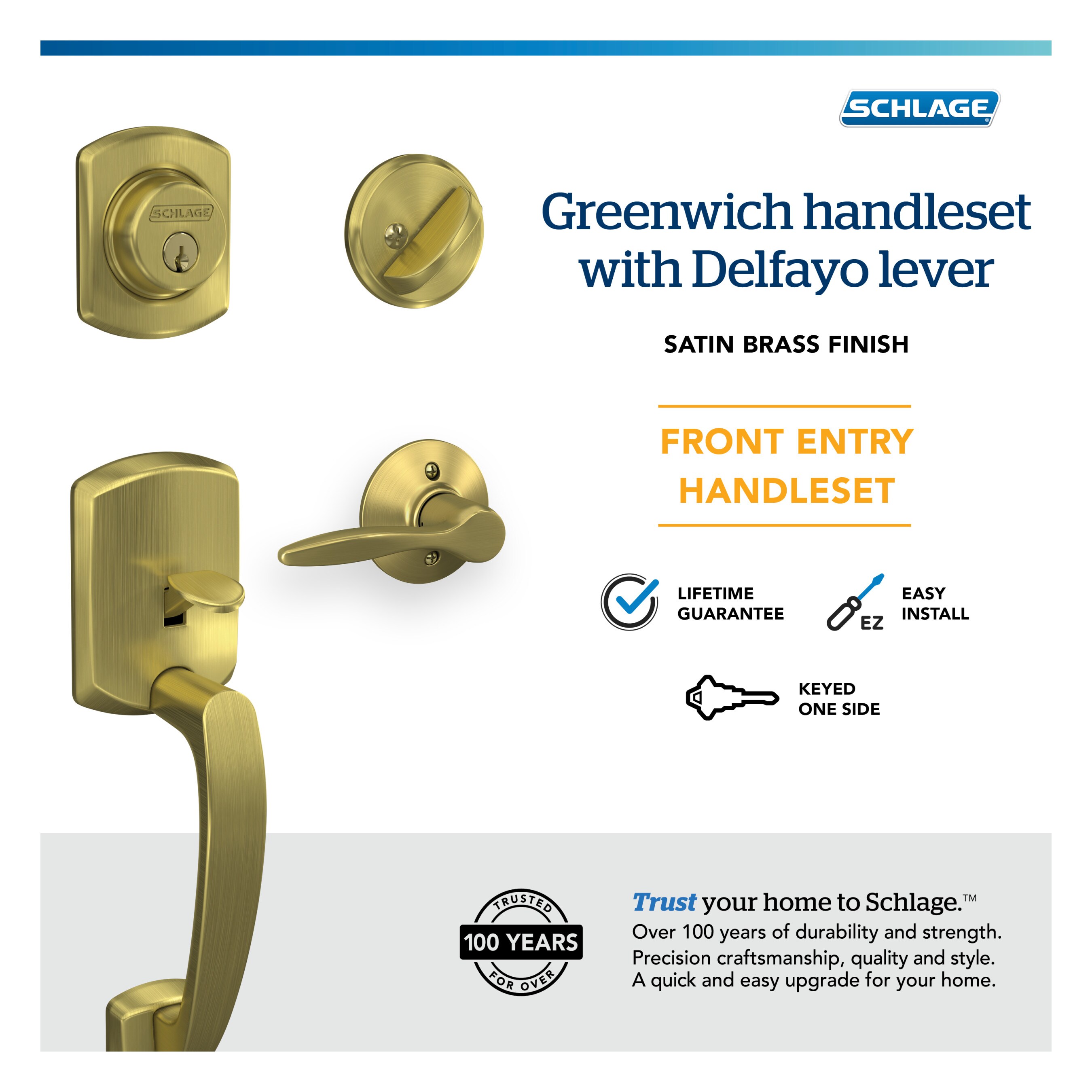 Schlage F60 GRW 608 DEL RH handlesets - View #7