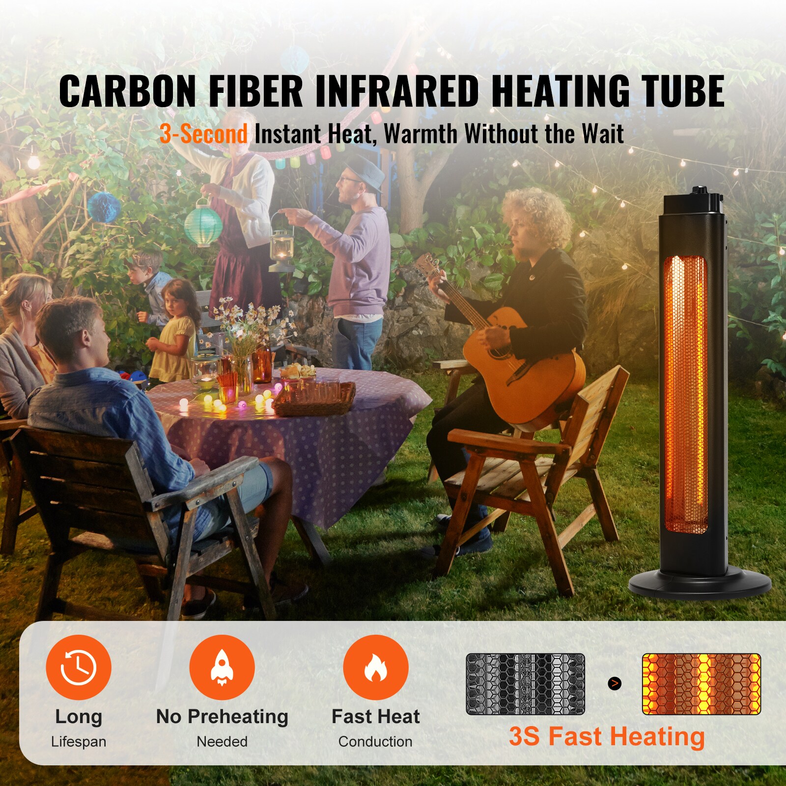 Black 31.5" Electric Infrared Convection Heater