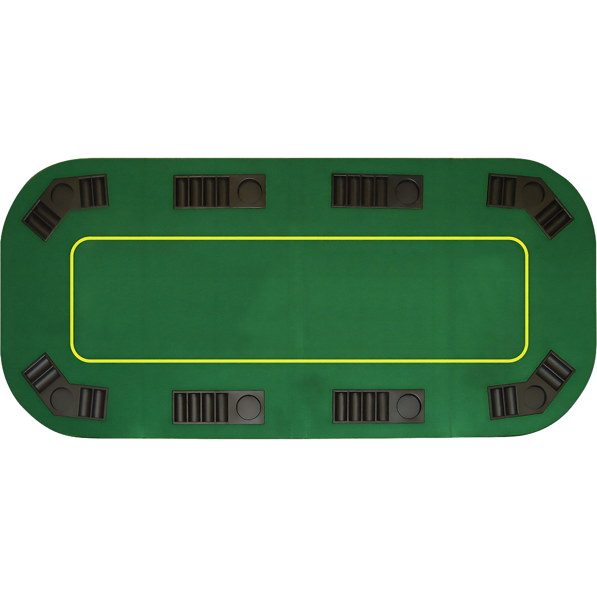 Green Oval 8-Player Folding Poker Table Topper with Chip Trays