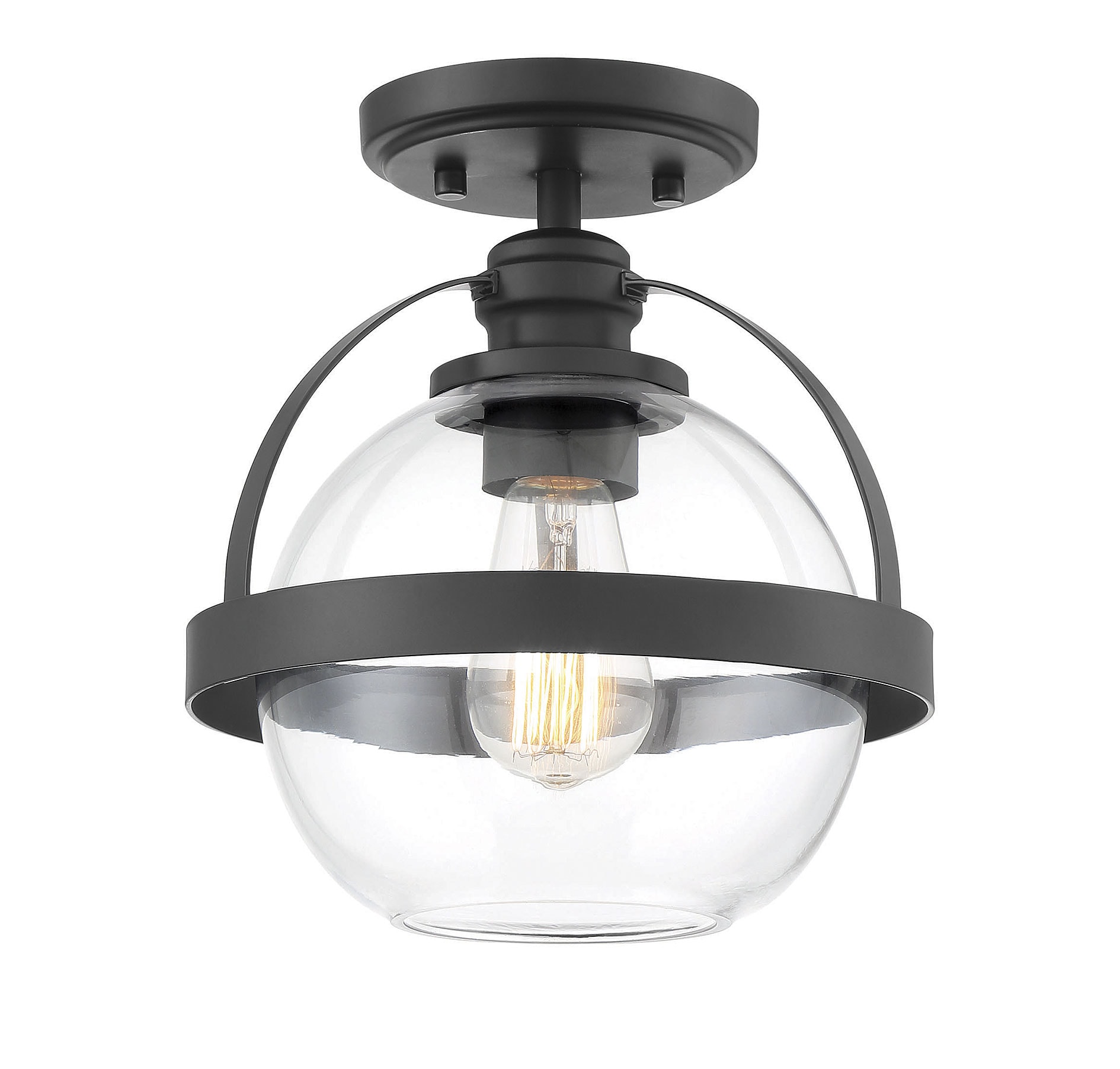 Matte Black Glass Semi-Flush Mount Ceiling Light