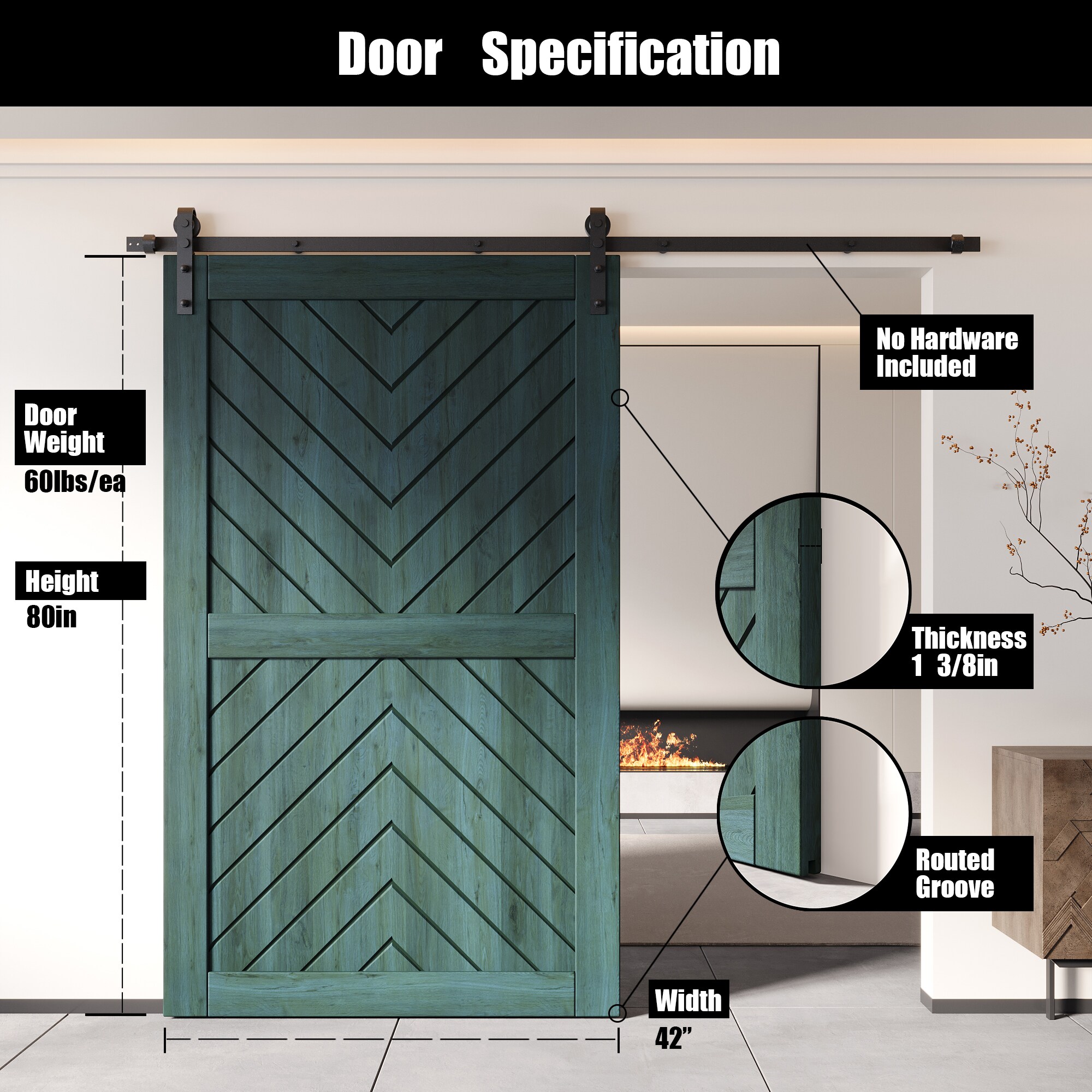 HOMACER JT4-4280-RP Barn-Doors - View #2