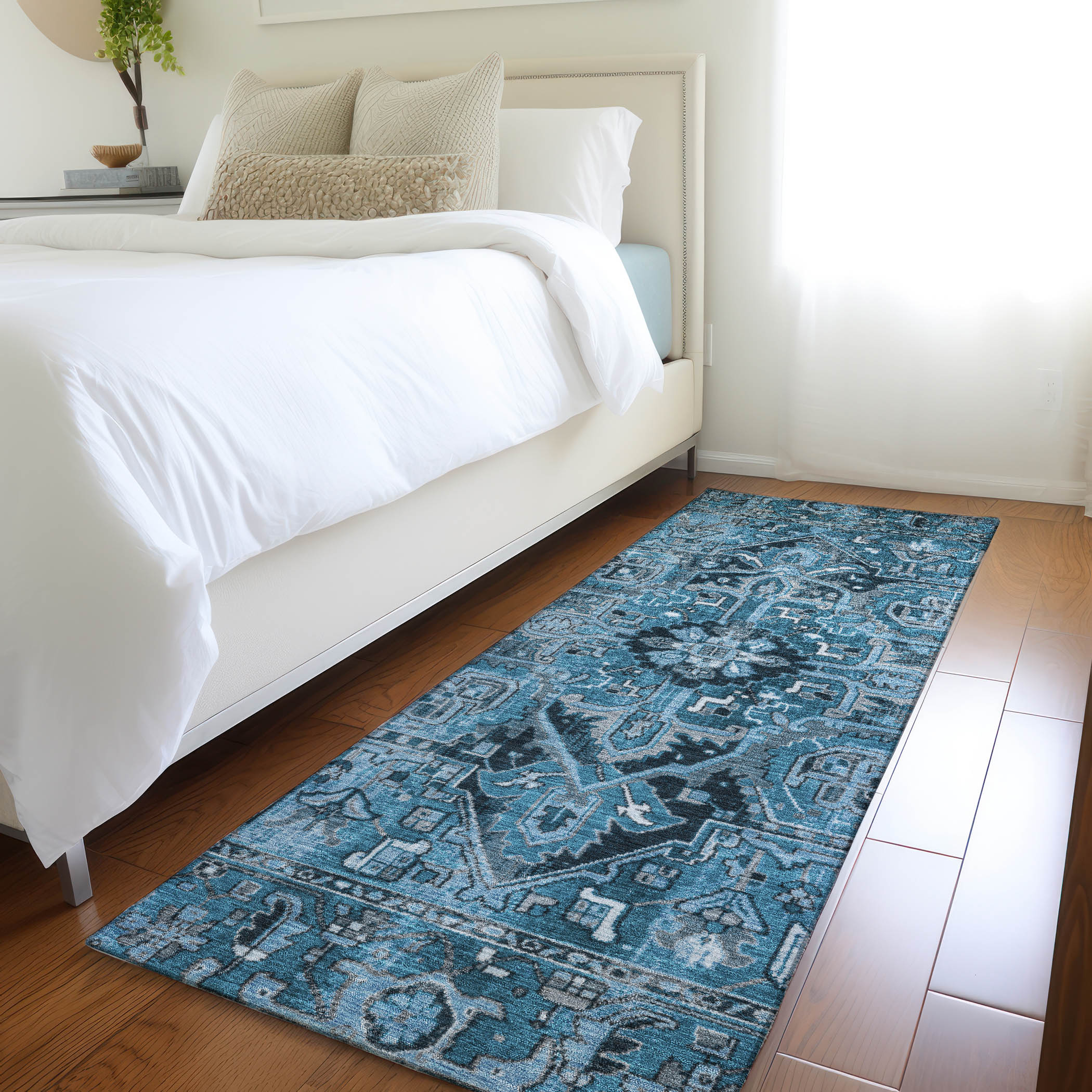 Addison Rugs ACN570BU2X8 Chantille ACN570BU 2 x 7 (ft) Polyester Blue Rectangular Indoor/Outdoor Oriental Machine washable Area rug