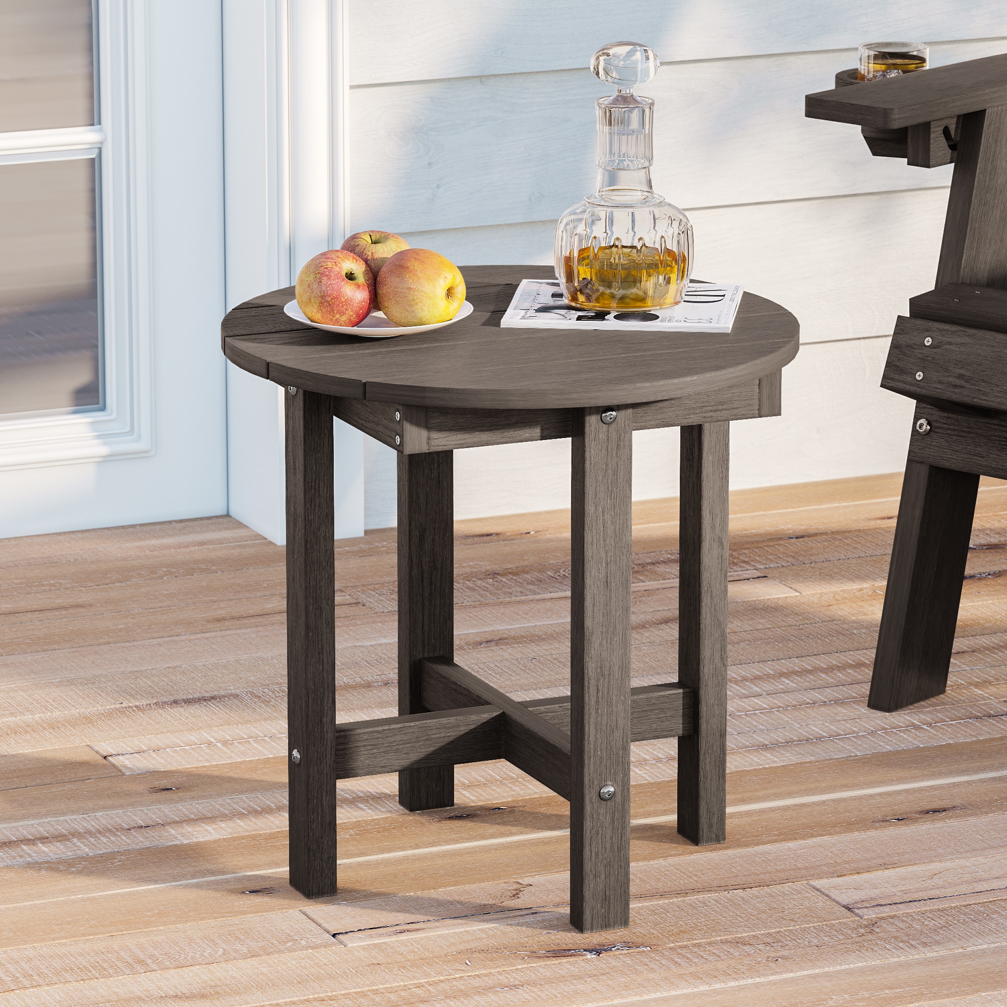 ACEGOSES Patio End Table Round Outdoor End Table 18.1-in W x 18.1-in L