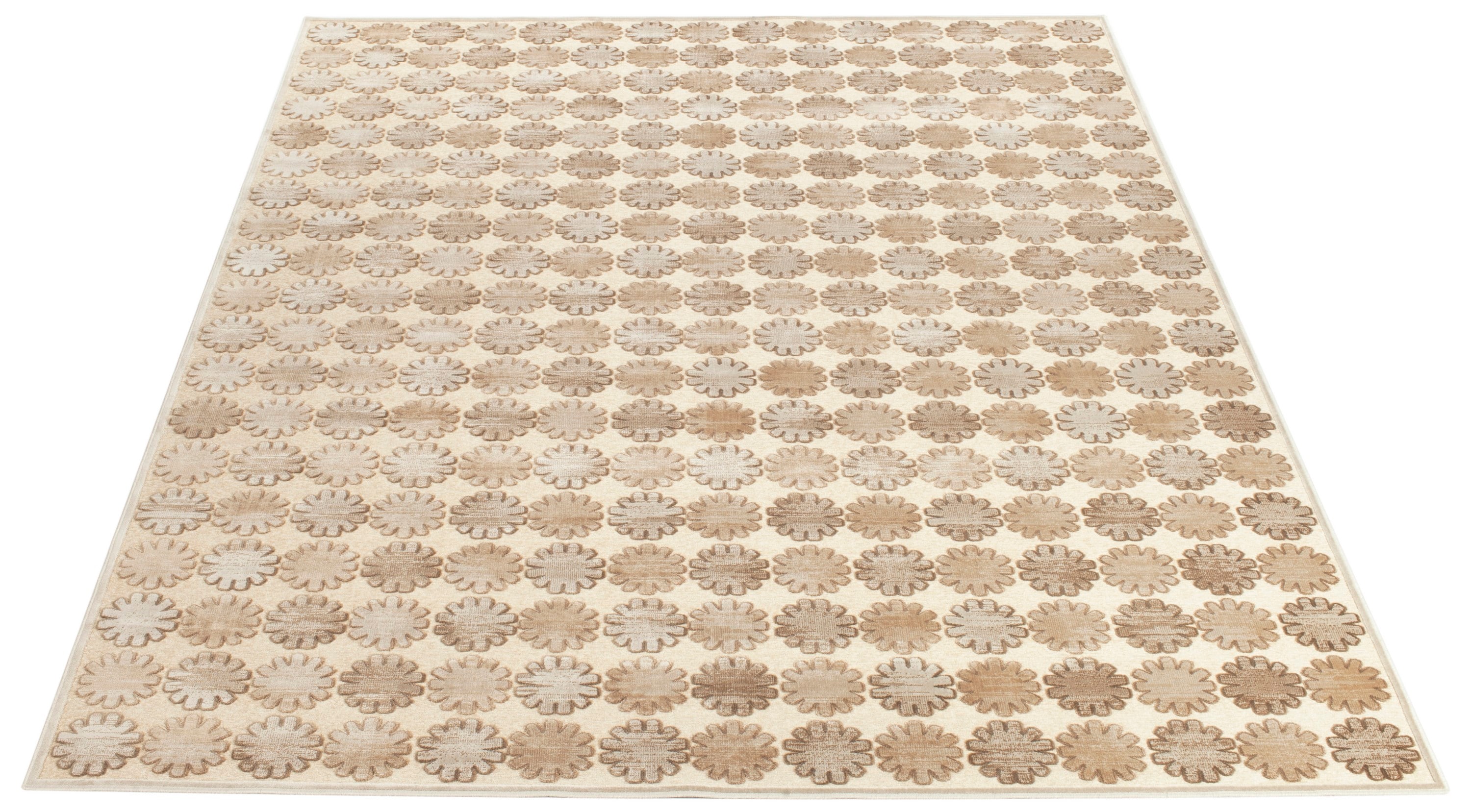 Martha Stewart MSR74301-3440-810 Droplet 8 x 10 (ft) Loomed Synthetic Stone/Cream Rectangular Indoor Abstract Area rug