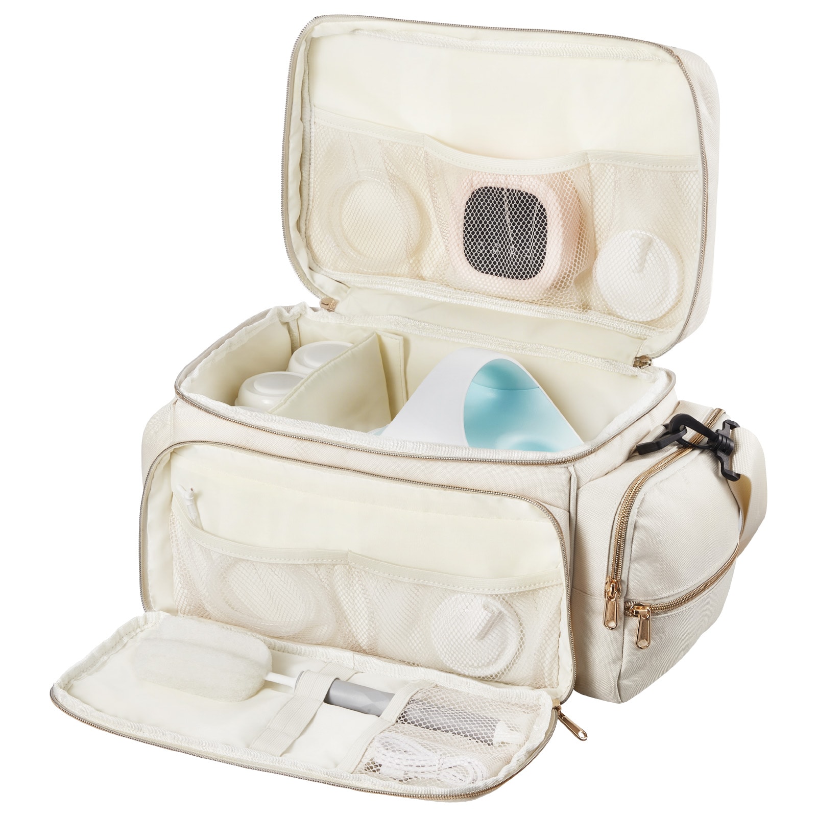 GIVIMO Breast Pump Bag with Waterproof Mat for Spectra S1 S2 Pumping Accessories Breastmilk Storage Portable Carrying Case for Work Travel Family Beige
