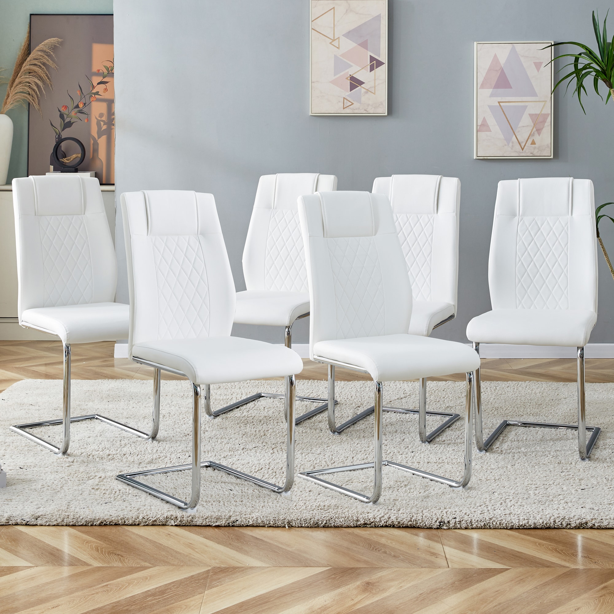 LOVMOR - Modern Dining Chairs with Faux Leather Padded Seat Dining Living Room Chairs Upholstered...