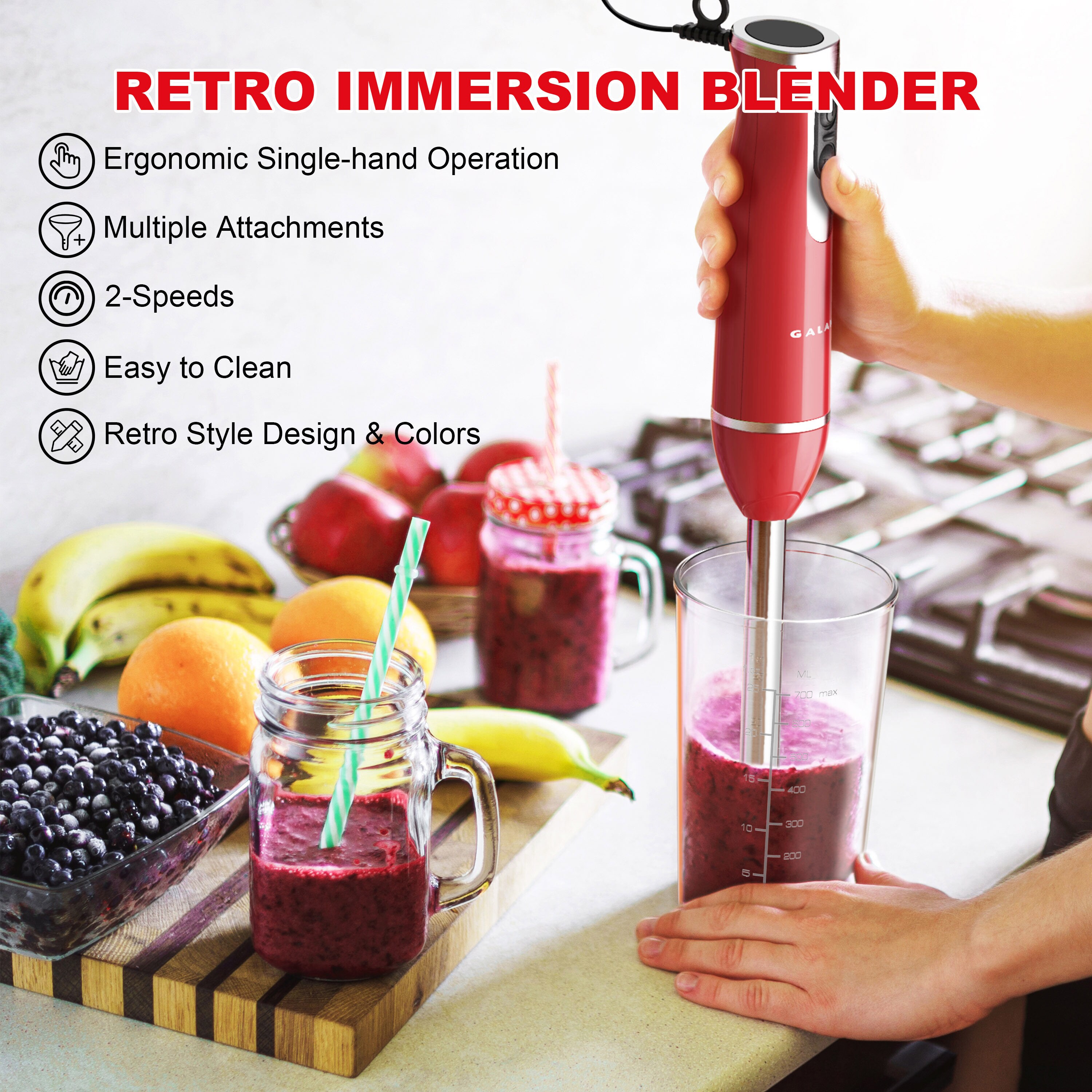 Retro Style Red Immersion Blender