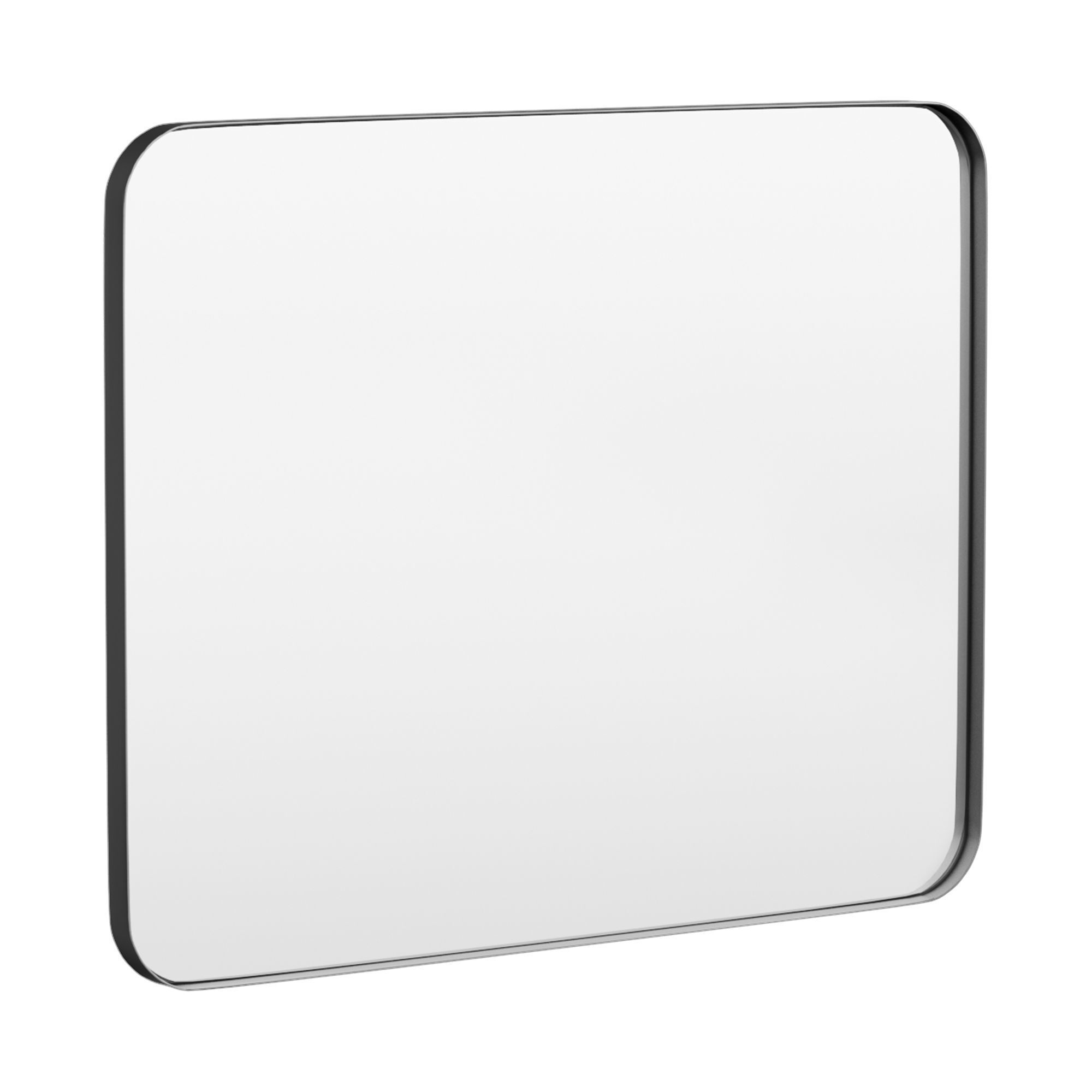 LOVMOR M-B-4032-LSQ 40 in. W x 32 in. H Modern Rectangular Aluminum Framed Wall Bathroom Vantiry Mirror in Black