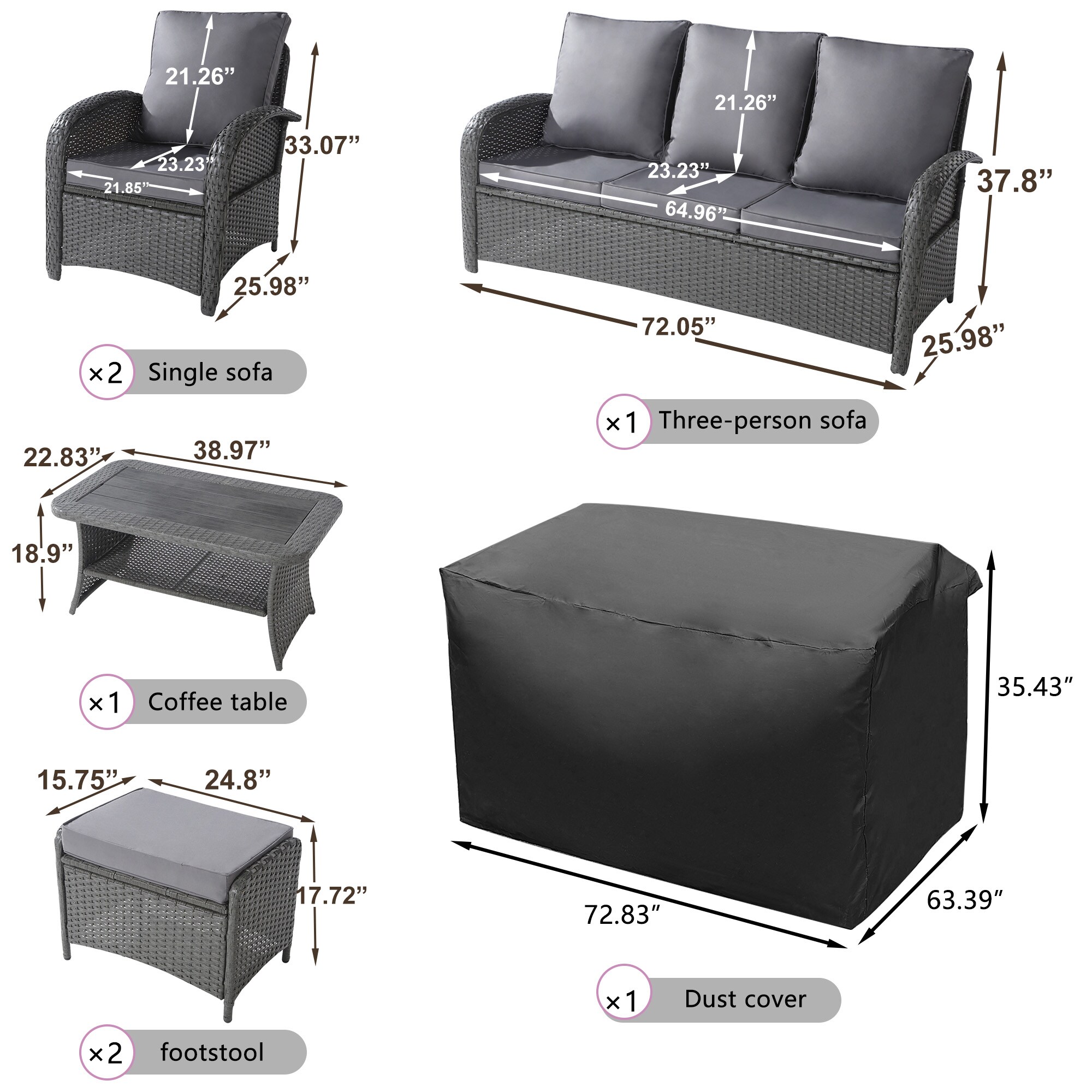NOBLEMOOD LS-2032GR Patio-Conversation-Sets - View #7