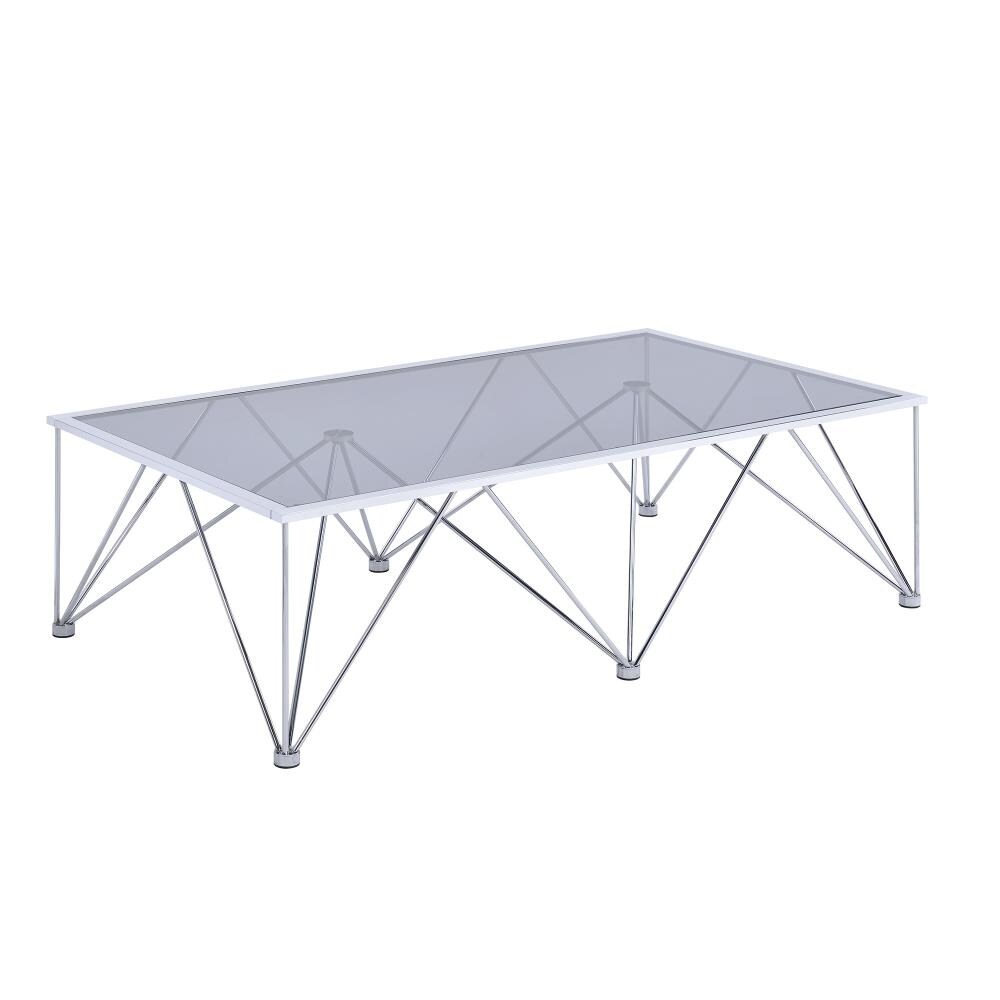 Picket House Furnishings CAN100CTE Macie Chrome Acacia Glass Modern Coffee Table