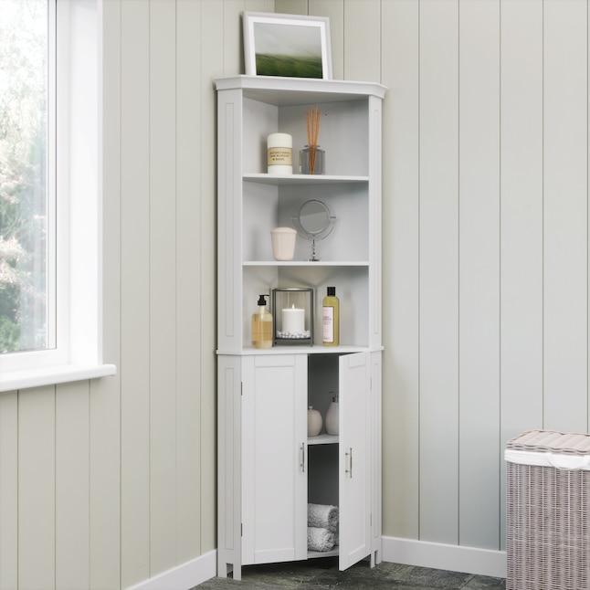 Riverridge Somerset 26 In X 70 18 31 White Freestanding Corner Linen Cabinet The Cabinets Department At Lowes Com