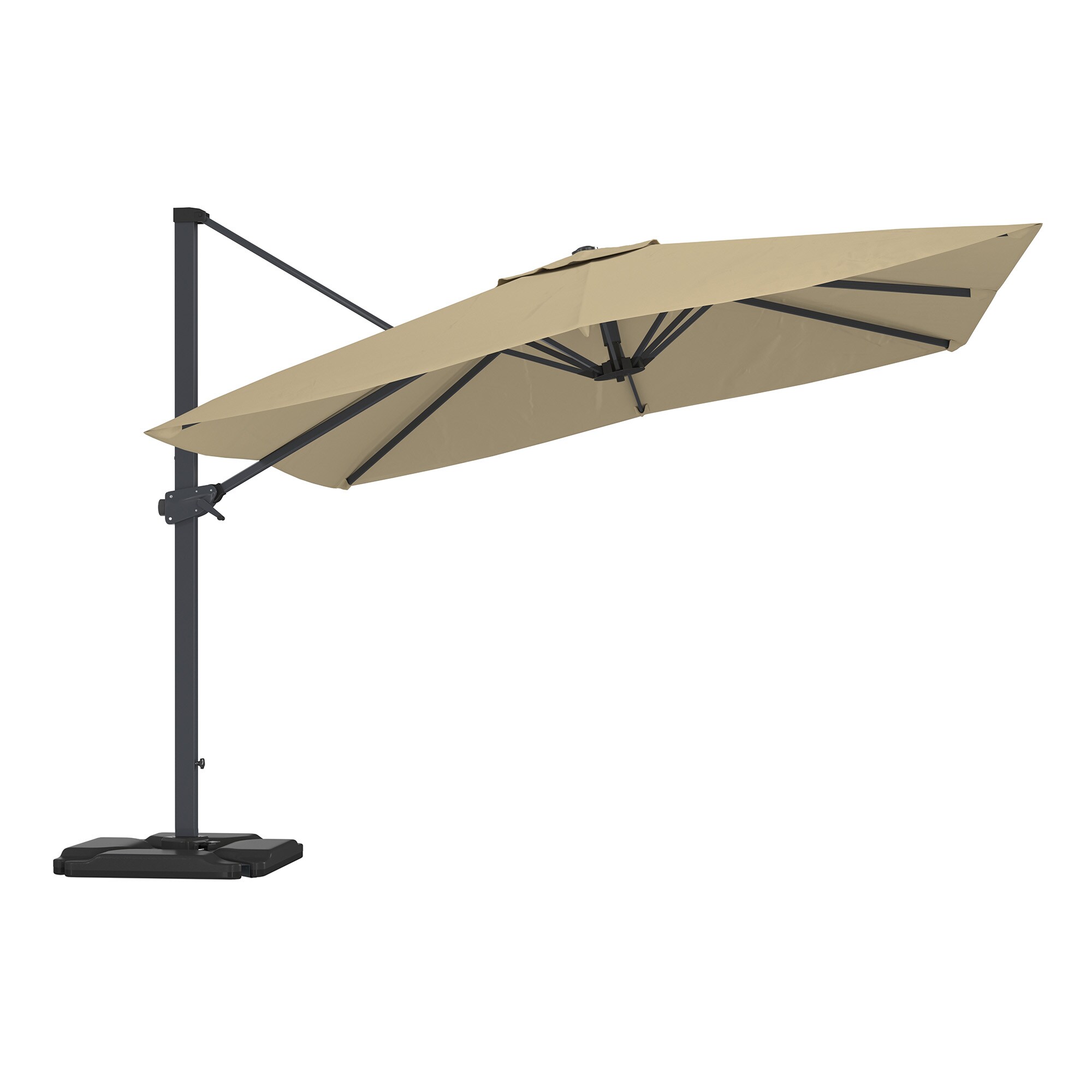 Clihome 10-ft Crank Cantilever Patio Umbrella with Base in the Patio ...