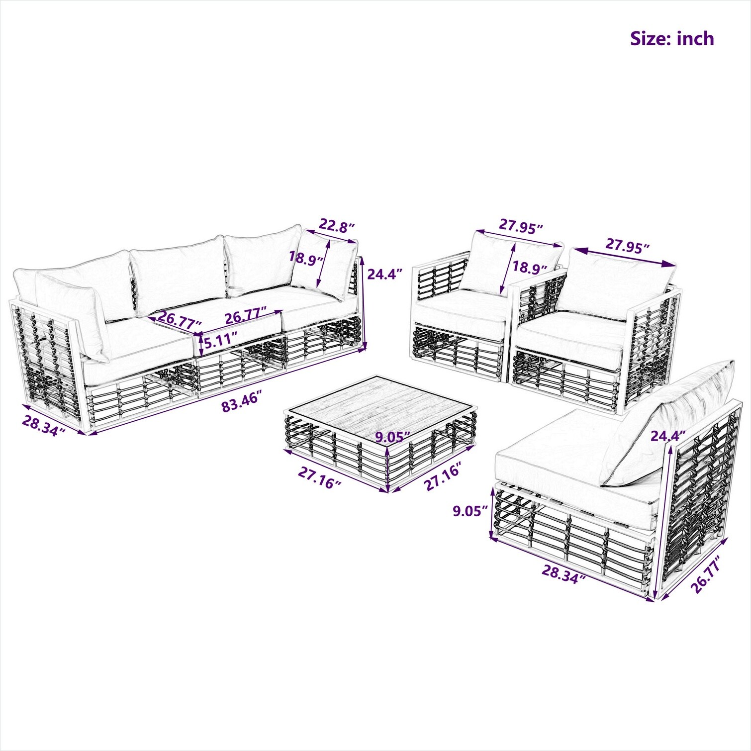 Watnature Y7T8W36YL0I6 Patio-Conversation-Sets - View #14