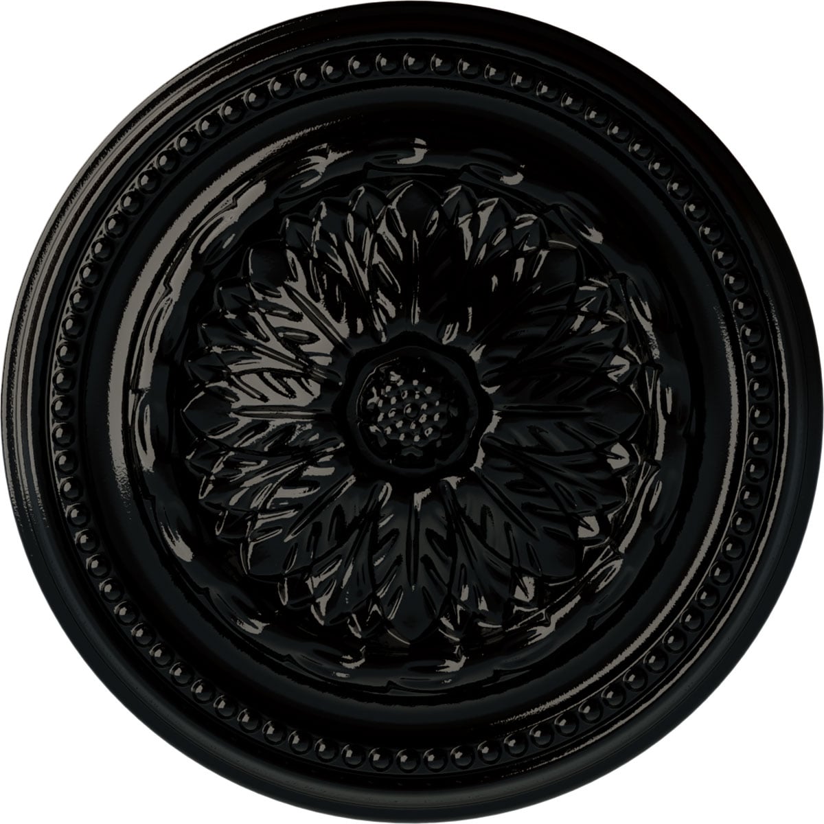 Ekena Millwork CM15CHBPS Chester 15.75-in W x 15.75-in L Painted Black Pearl Polyurethane Whole Ceiling Medallion