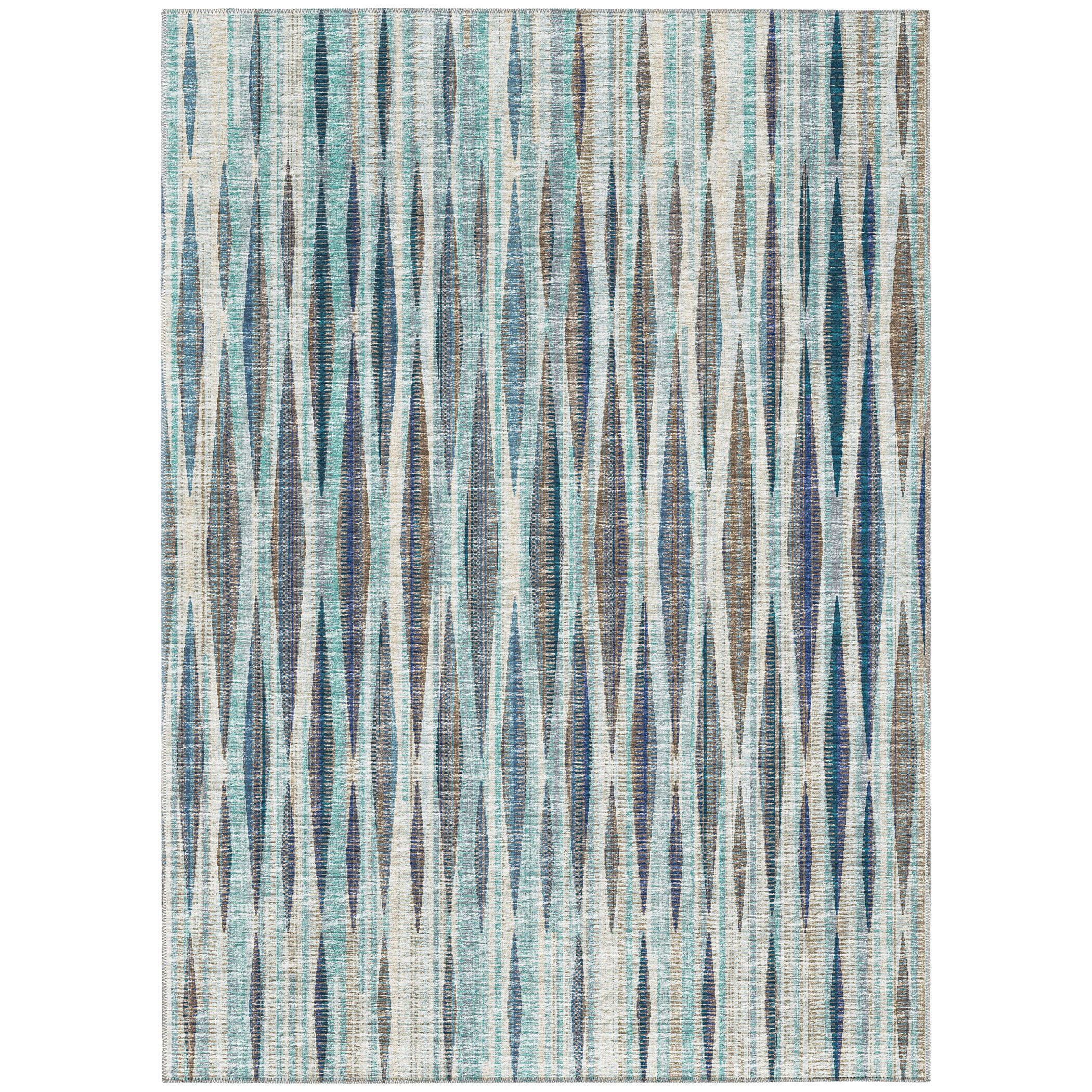 Ocean Stripe 8' x 10' Washable Synthetic Area Rug