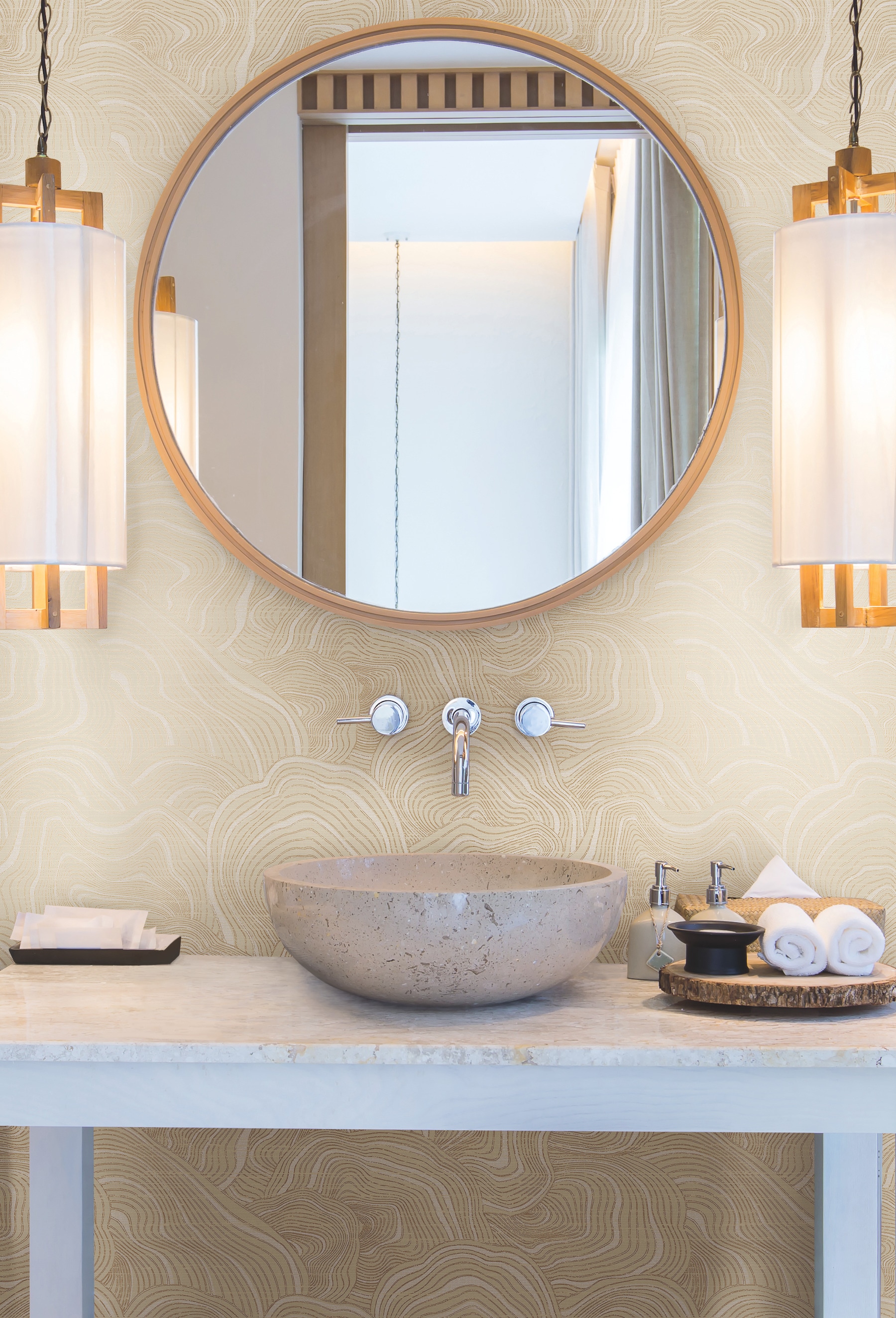York Wallcoverings KT2161 Ronald Redding 24 Karat 60.8-Sq. Feet Off-white Non-woven Geometric Unpasted Wallpaper