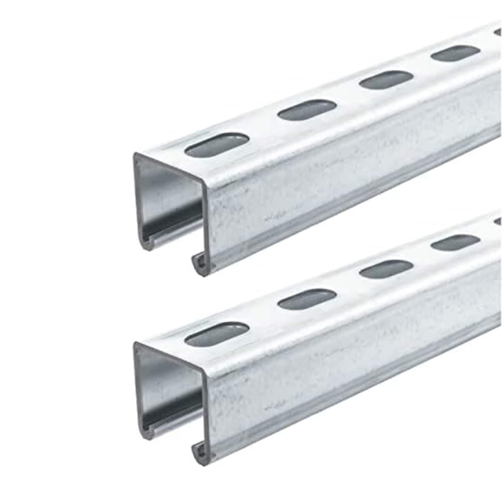 KIWDZFU  Unistrut Channel Trolley Track 57 in 4 75 ft 1 5 8 x 1 5 8 12 Gauge Steel U Channel Galvanized Finish Slotted Back Pack of 2