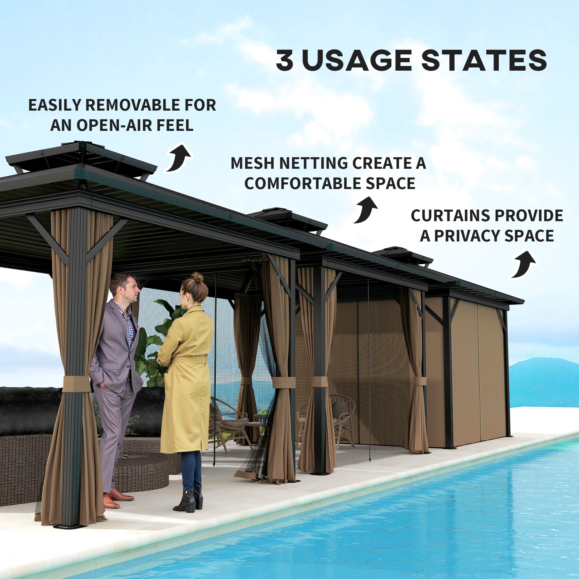 Outsunny 84C-145V08DR Wood-Resin-Gazebos - View #5