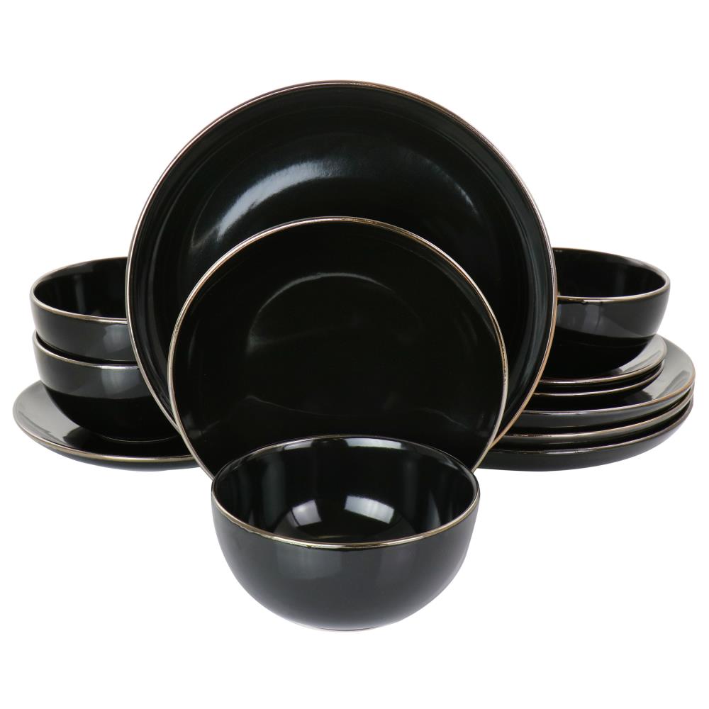 Gibson Home 12Piece Black Dinnerware in the Dinnerware department at