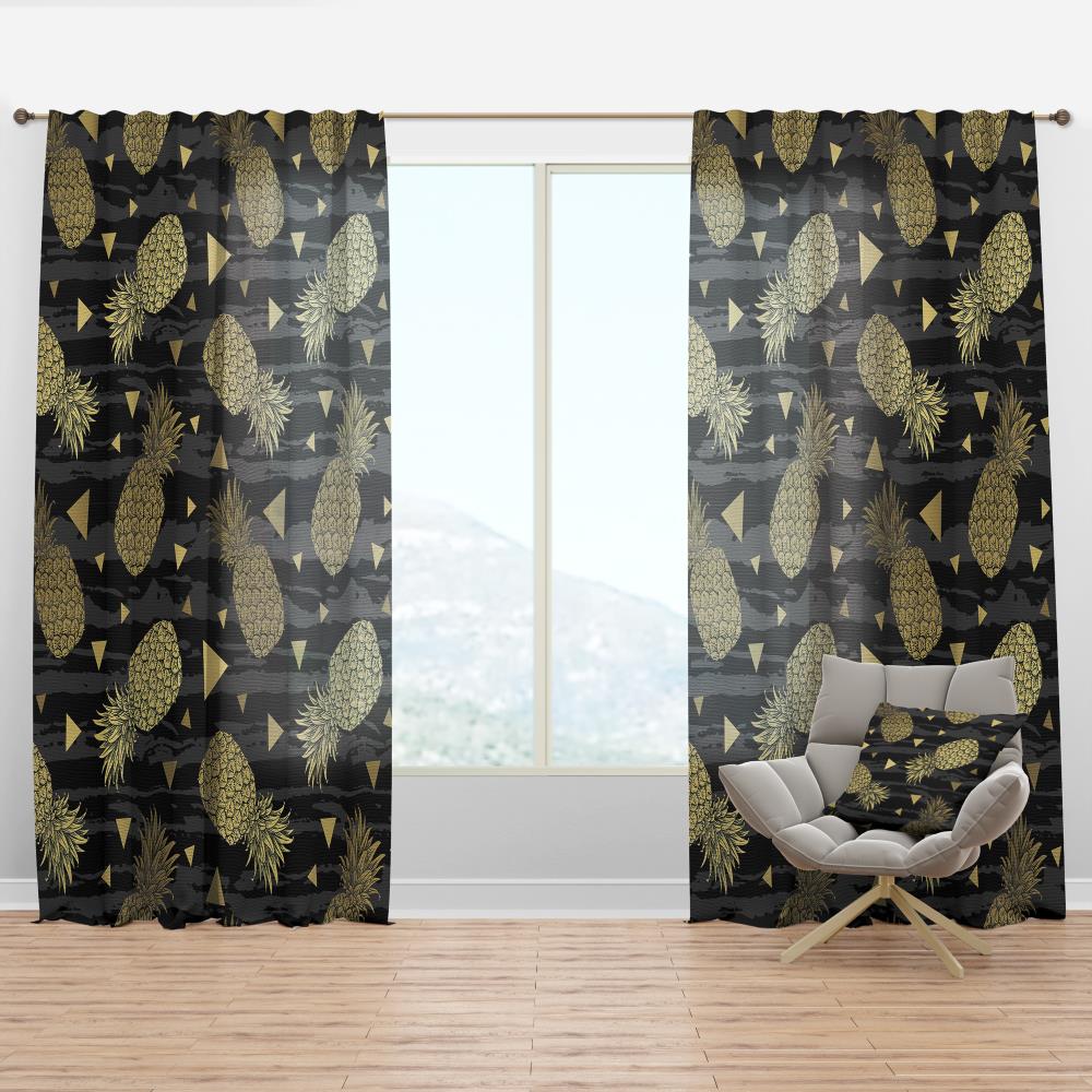 Designart CTN24374-52-90 90-Inches Black Abstract Room darkening Thermal lined Rod pocket Single curtain panel