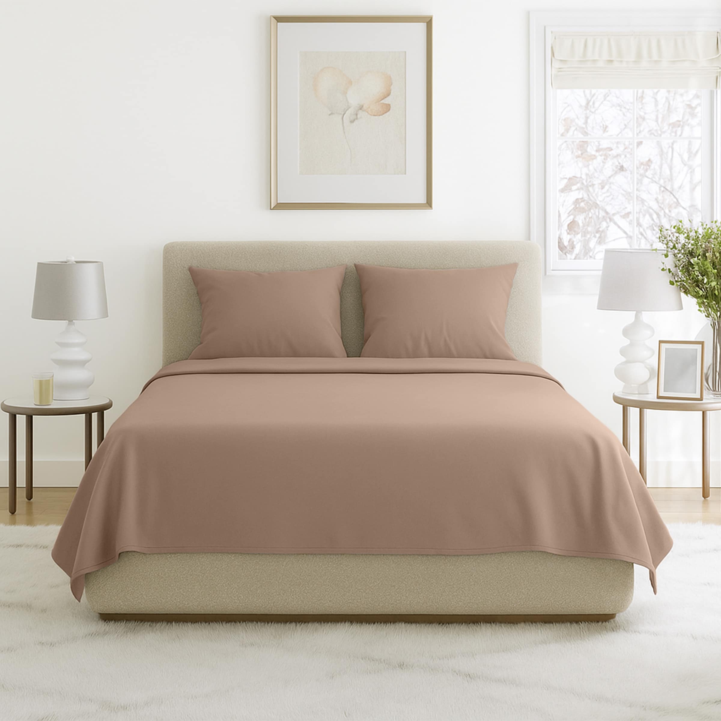 Hastings Home 719507CPG Full 90 -Thread Count Microfiber Taupe 4 -Piece Bed Sheet Set