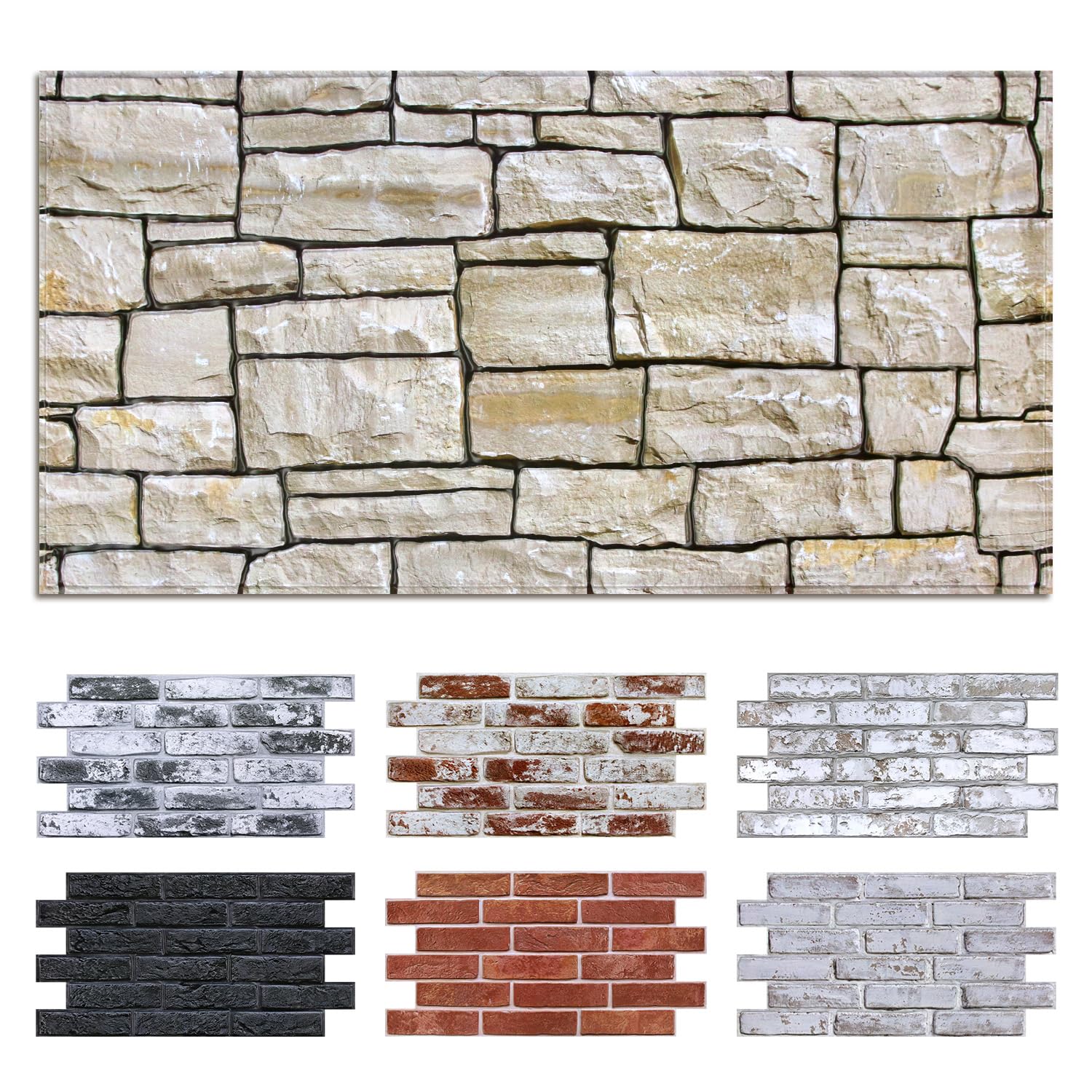 Etokfoks  Gray Stone Peel and Stick Wall Panel Interior Decor Heat Water Resistant 3D Texture 12 pcs