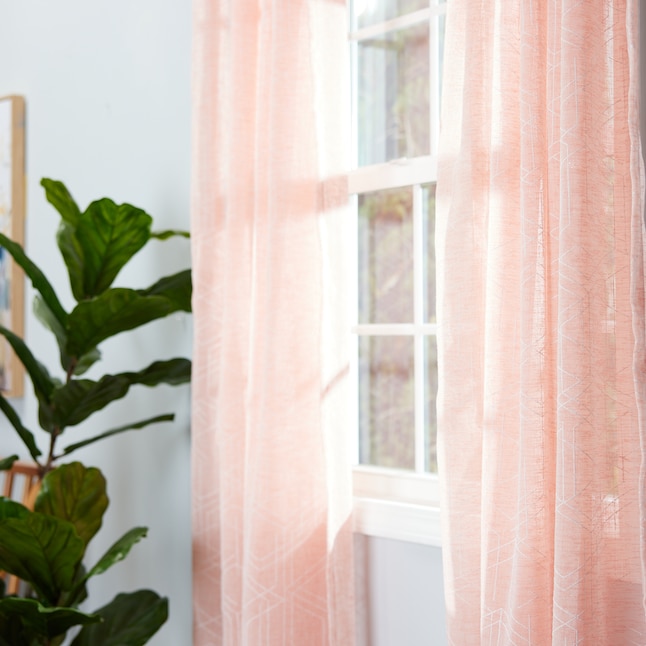 Single Curtain Panel In The Curtains, Pink Peach Sheer Curtains
