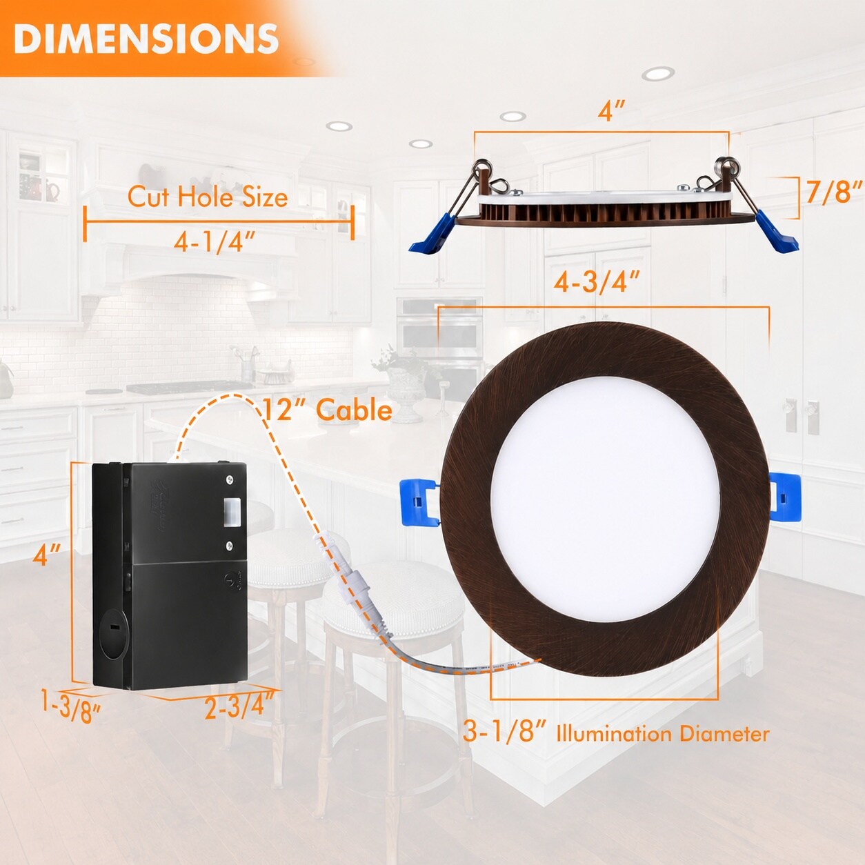 AOIZGMY Ultra Thin LED Recessed Ceiling Light 4 inch 3000K 4000K 5000K ...