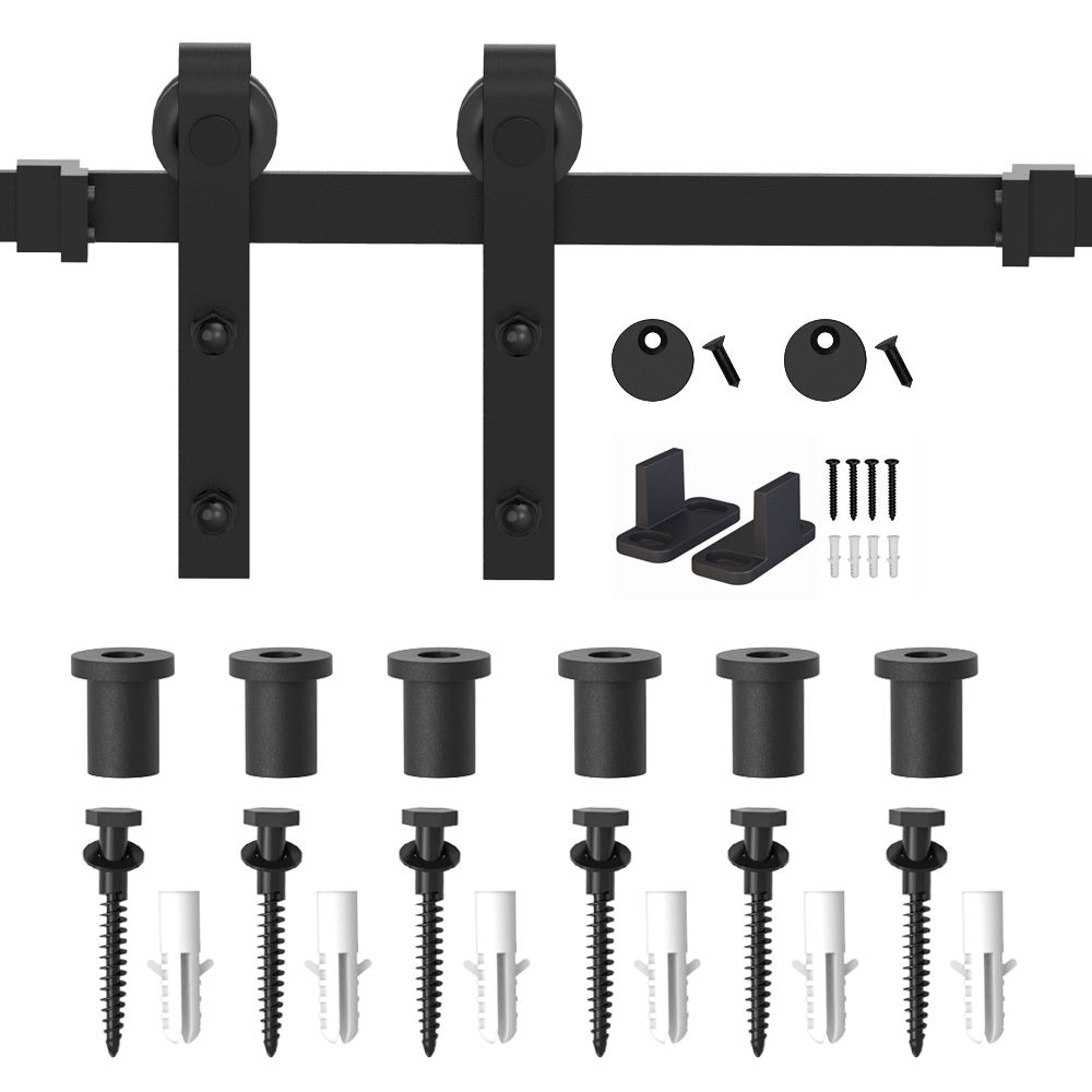 WINSOON GCM1913 90-in Matte Matte Black Indoor J-strap Single Barn door hardware kit