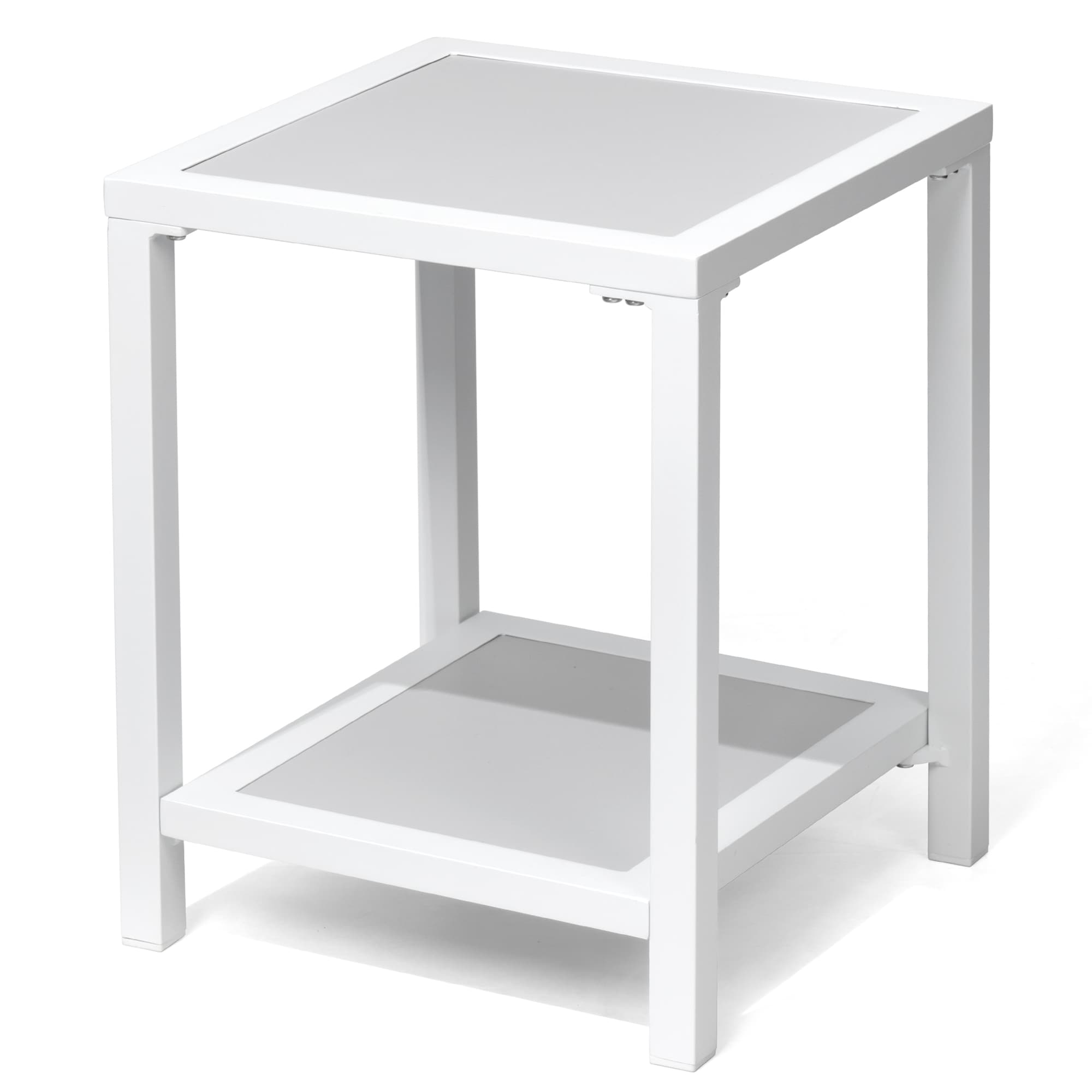 Crestlive Products CL-TB048WHT 1 pc patio side table Square End Table 15.7-in W x 19.7-in L