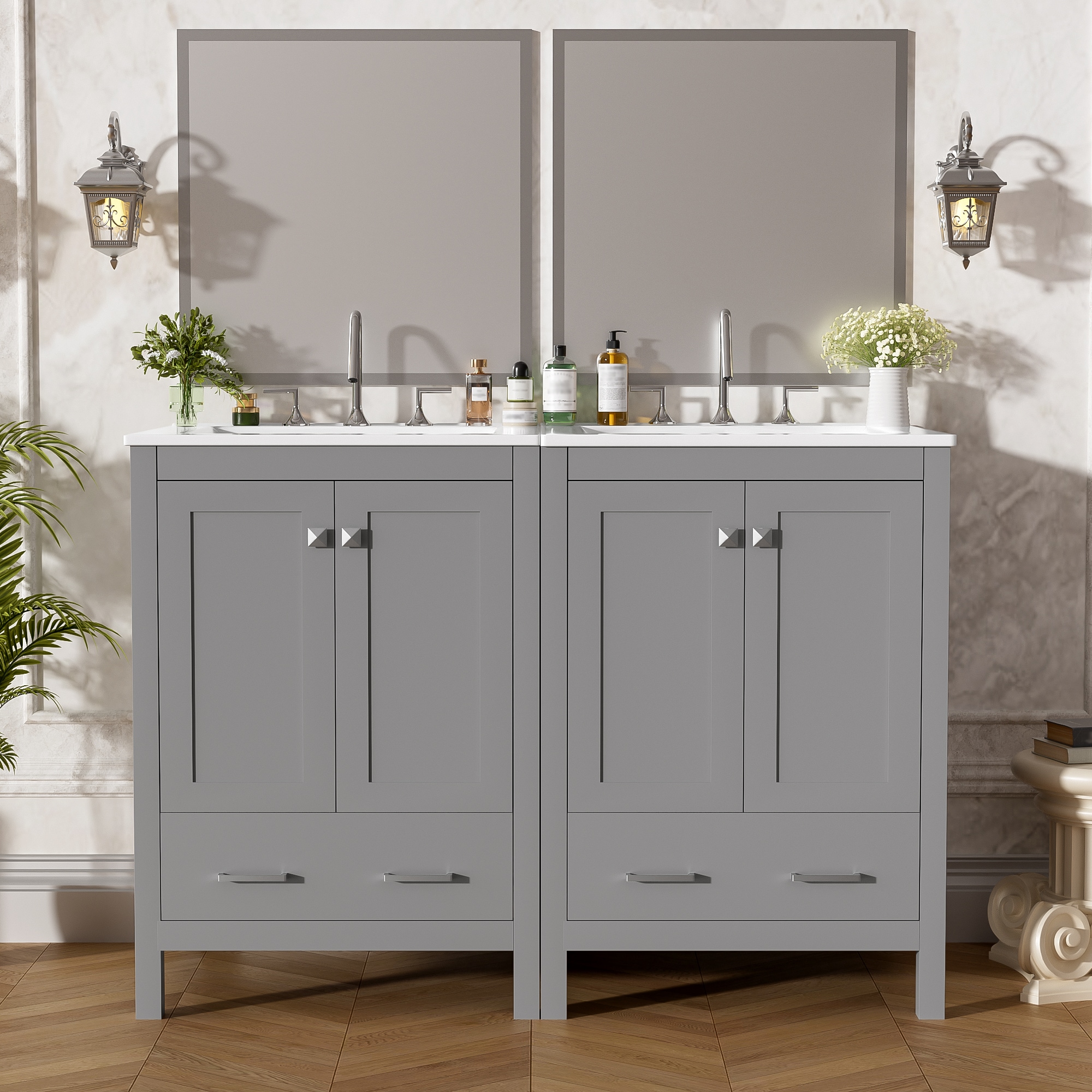 ModernLuxe - Assembly Required 48-Inch Bathroom Vanity with Integrated Undermount Sink Storage Ca...