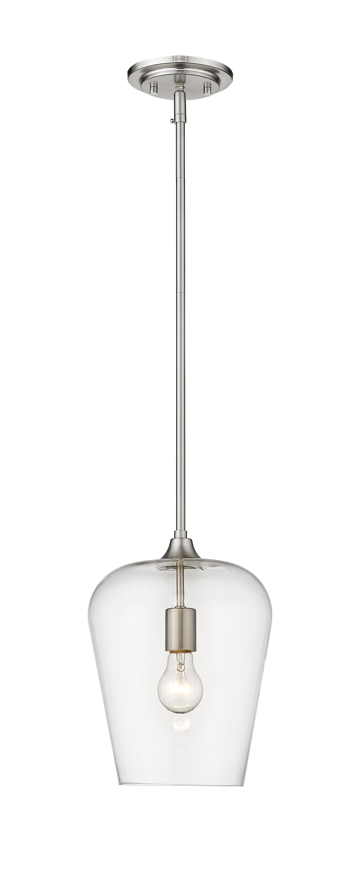 Joliet Brushed Nickel and Glass 12.25" Pendant Light