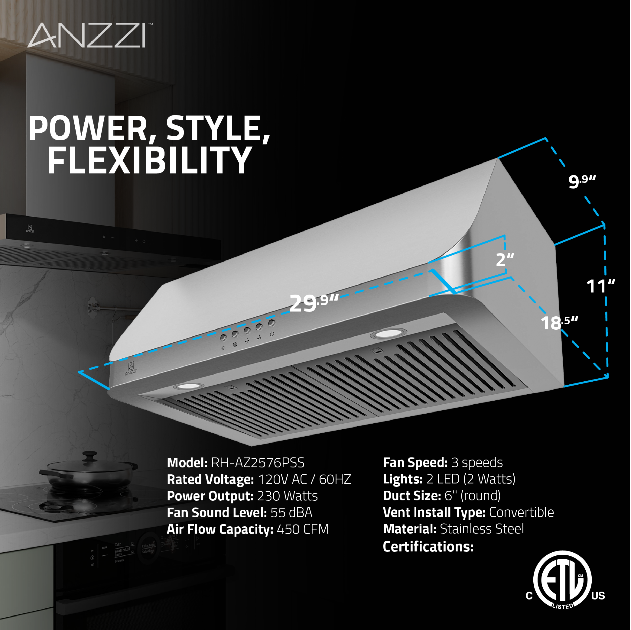 ANZZI RH-AZ2576PSS Undercabinet-Range-Hoods - View #13