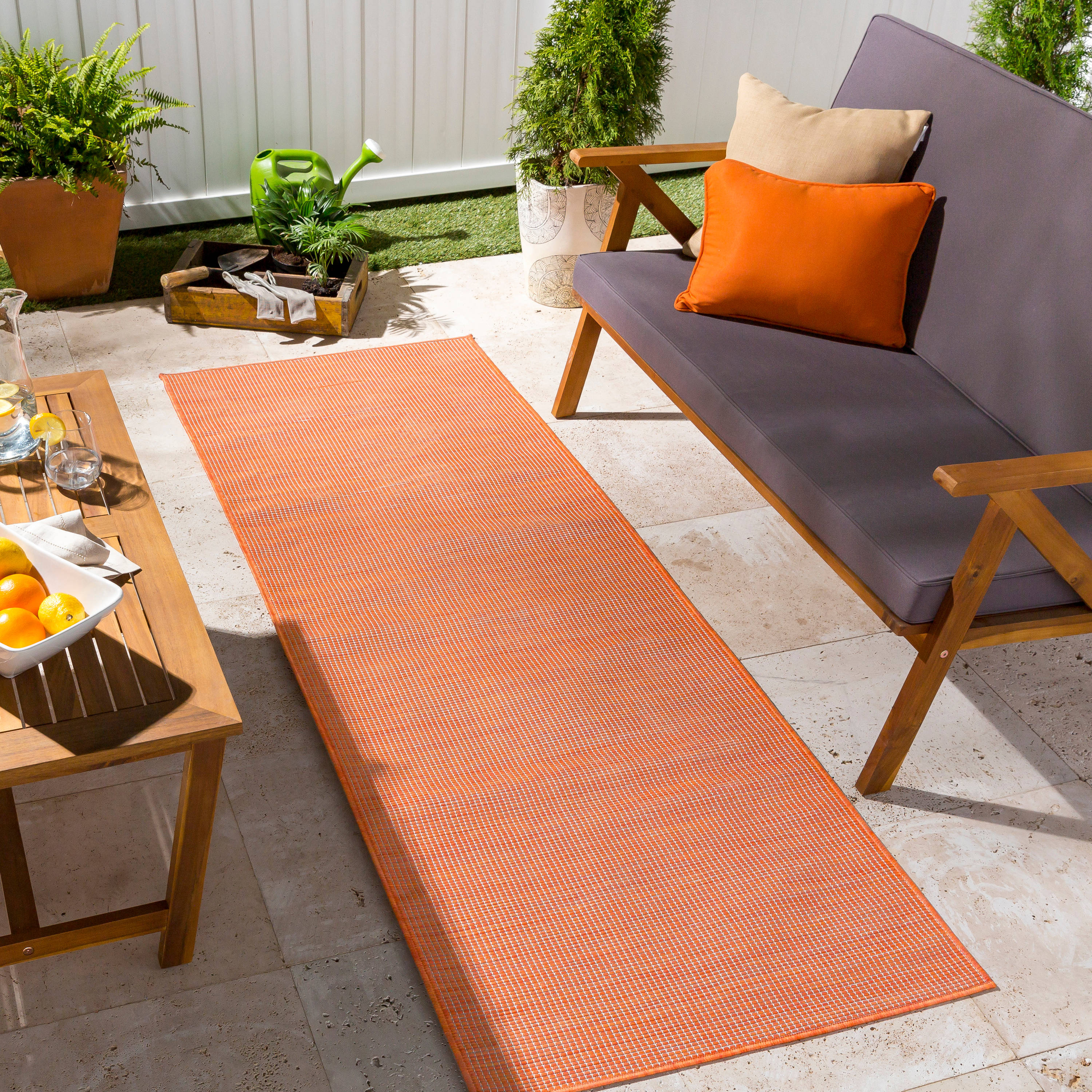 Artistic Weavers PSA2313-2773 Pasadena 3 X 8 Orange Indoor/Outdoor Solid Oriental Runner Rug