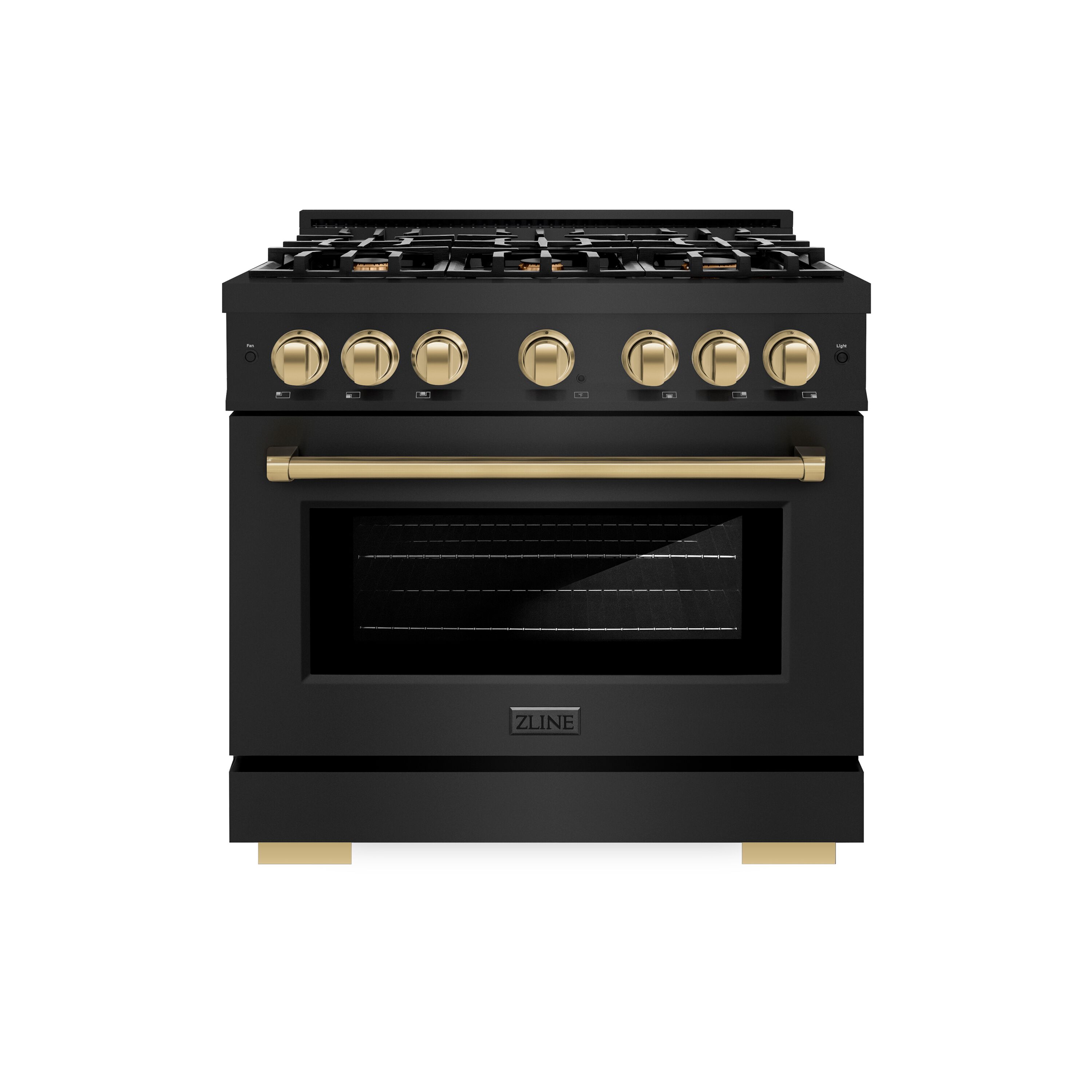 ZLINE KITCHEN & BATH HDRBZ-36-CB Select 36-in Standard 6 burners Convection Oven Freestanding Dual Fuel Range ( Black Stainless Steel, Champagne Bronze Accents )