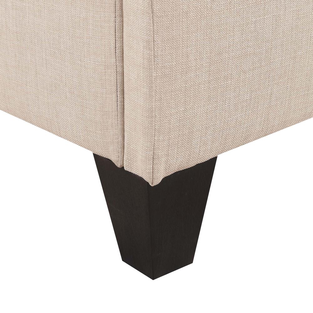 Beige Upholstered Full Platform Bed with Pine Frame