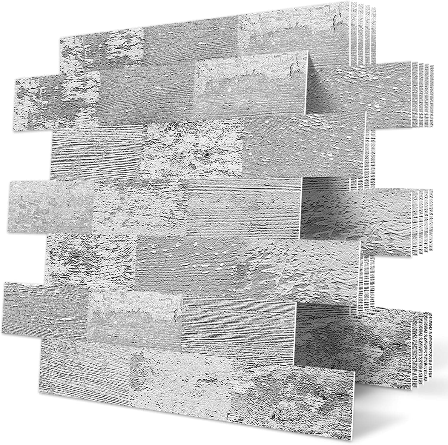 Dewoo Peel and Stick Backsplash Self Adhesive Wall Tile Farmhouse Retro Wood Look for Kitchen 10 Sheets 13.5 x 11.4 Inch