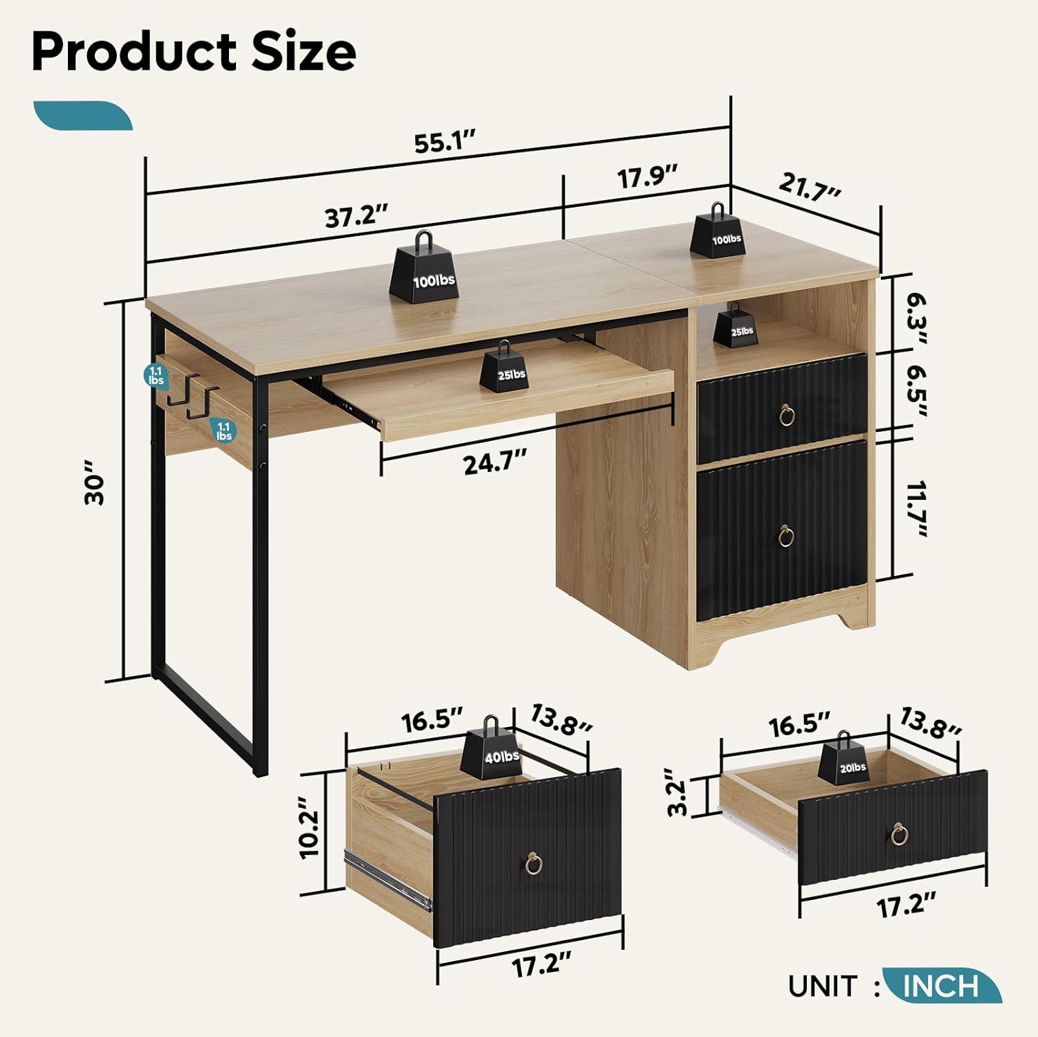 Bestier LOW-H104614P-LOG desks - View #2