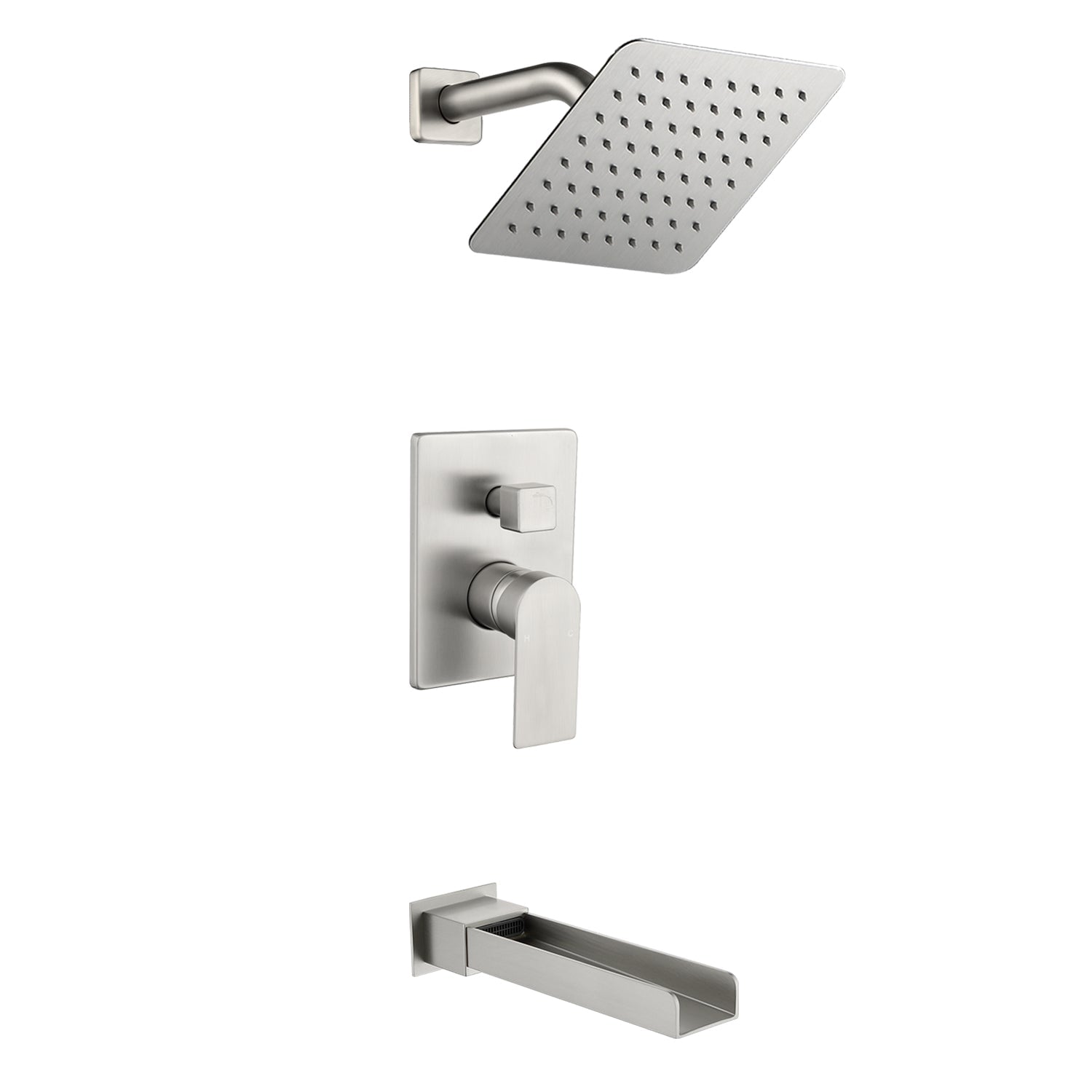 Boyel Living Brushed Shower Set 8 Inch SUS304 Top Spray Waterfall Spout Dual Water Outlet