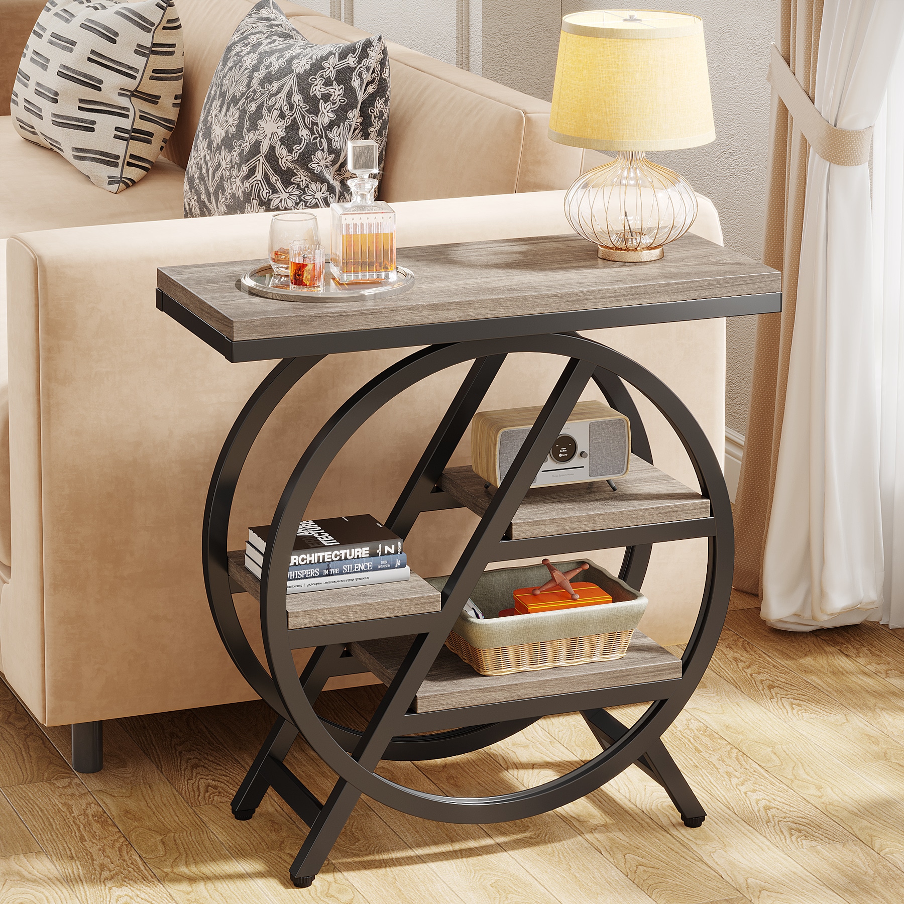 Tribesigns LWFD-JW0785 End table 25.6-in W x 25.6-in H Gray Wood Rectangular Modern End Table Assembly Required