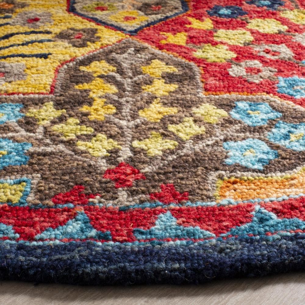 Handmade Aspen Blue Round Wool & Viscose Blend Area Rug, 7'