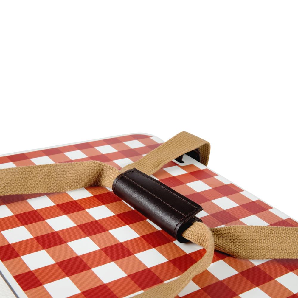 Small Natural Wicker Picnic Basket with Red Gingham Lid