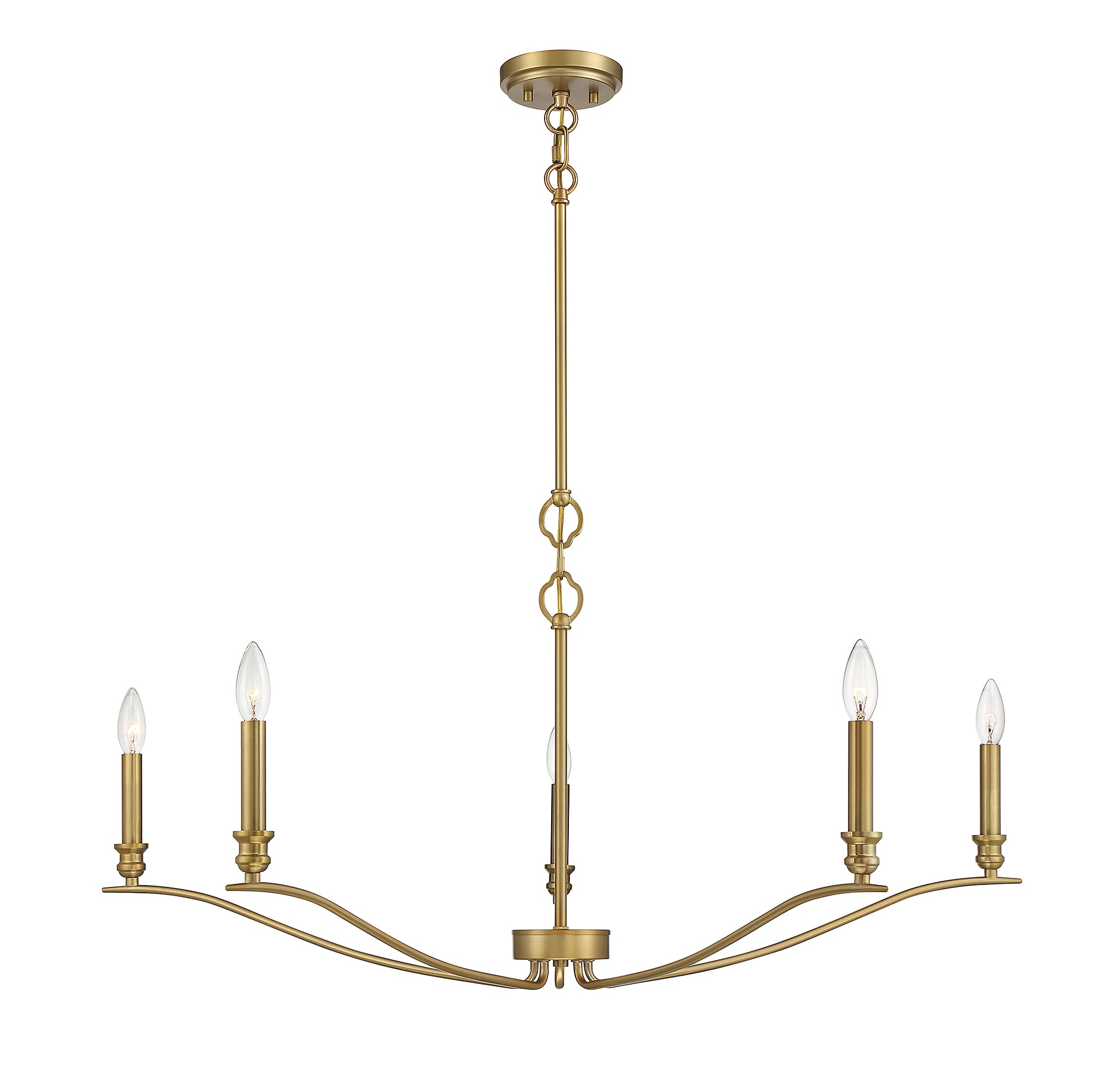 Meridian Lite Trends M10086NB Meridian 5 -Light Brushed Brass Modern/contemporary For Use in Bedrooms, Dining Rooms, Foyers, Kitchens, Living Rooms Chandelier